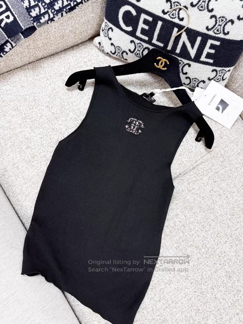 Chanel Chanel Coarse tweed double C big logo knitted vest Size XS / US 0-2 / IT 36-38 - 2 Thumbnail