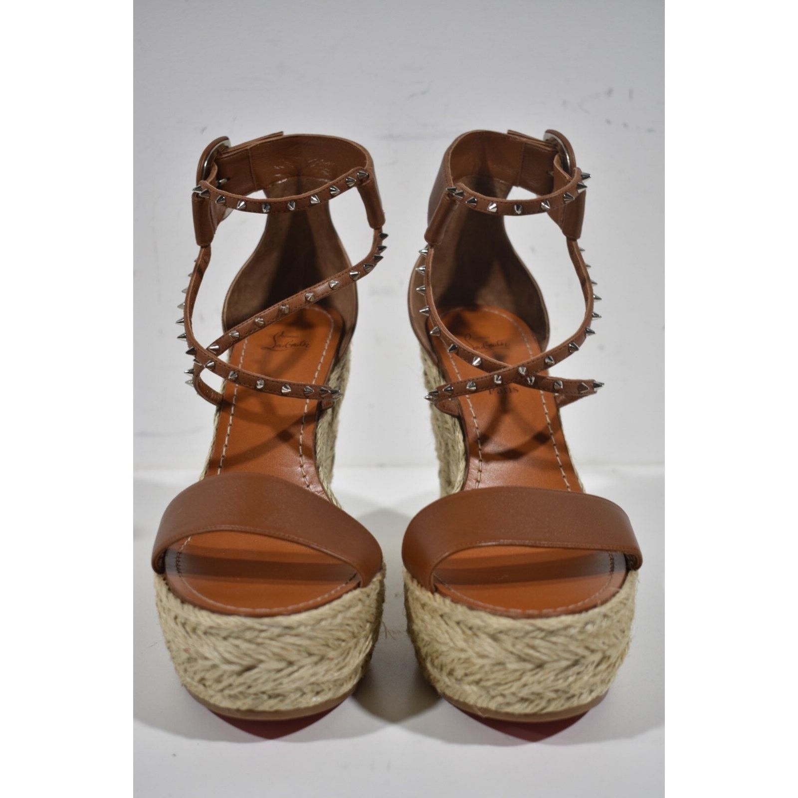 Christian Louboutin Chocazeppa Spikes 120 Cuoio Brown Platform Wedge Sandal 42 Size US 12 / IT 42 - 5 Thumbnail