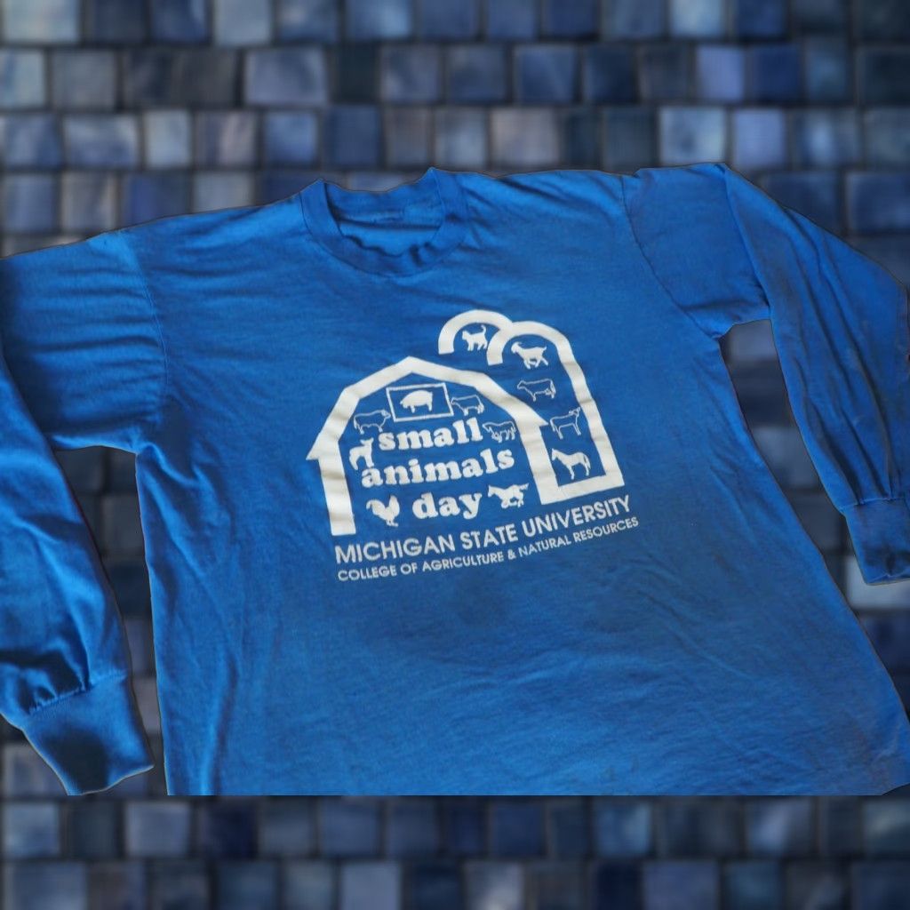 Vintage VTG 80s 90s Michigan State Agriculture Studies Animals Farm Blue LS Tee Shirt XL Men/Womens Unbranded Graphic Cotton Blend Size US XL / EU 56 / 4 - 1 Thumbnail