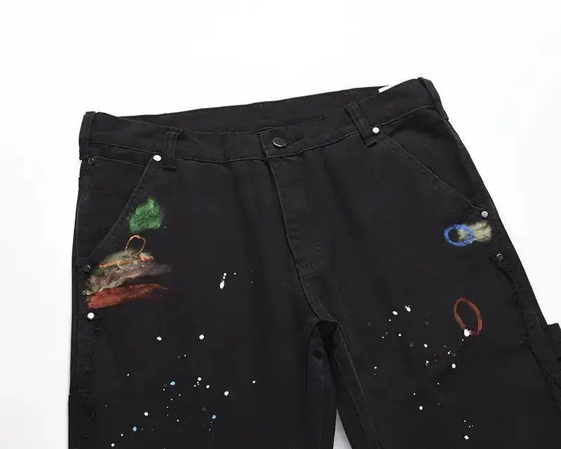 Japanese Brand Black Color Graffiti Cargo Flared Streetwear Jeans y2k Size US 30 / EU 46 - 5 Thumbnail