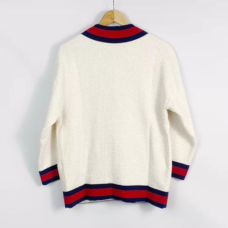 Gucci Gucci Diamond button red and blue striped cardigan sweater Size US XXS / EU 40 - 2 Thumbnail