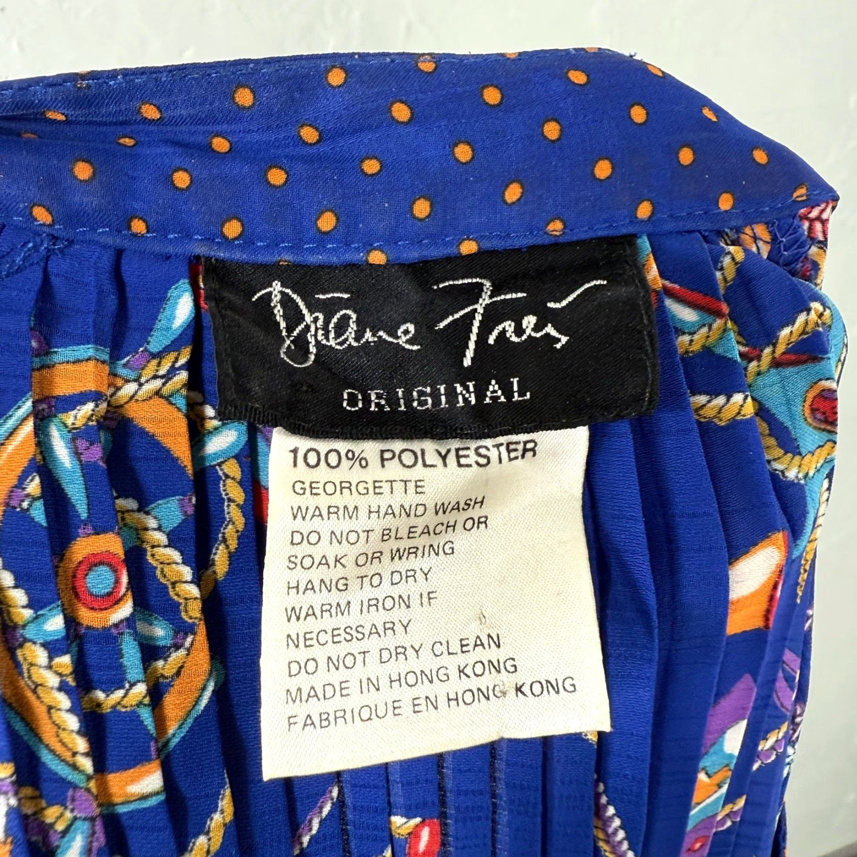 Vintage VINTAGE 90s Diane Fries Dress Shirt Dress Bohemian Blue Polyester Long Sleeve Casual Womens Size ONE SIZE - 8 Thumbnail