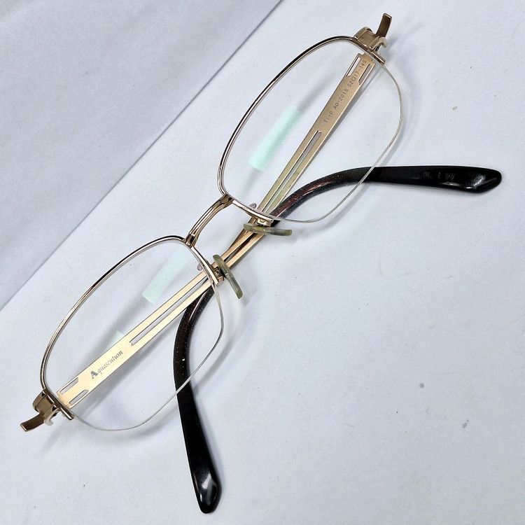 Aquascutum Aquascutum AQ-2015 Pure Titanium Half-Rim Glasses Frame Gold Size ONE SIZE - 1 Thumbnail