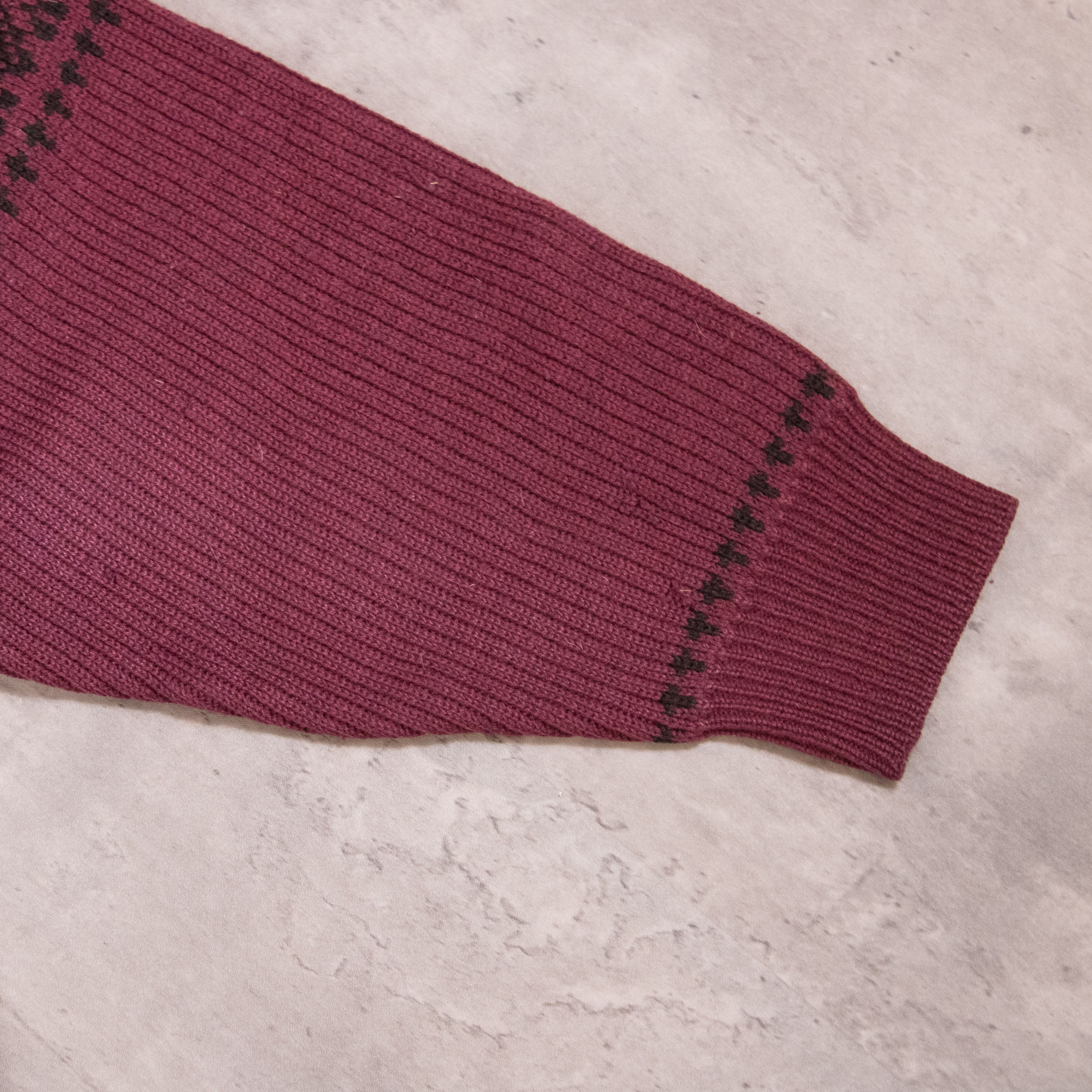 Vintage Vintage 1990's Blocx Pattern Wool Burgundy Sweater Size US L / EU 52-54 / 3 - 12 Thumbnail