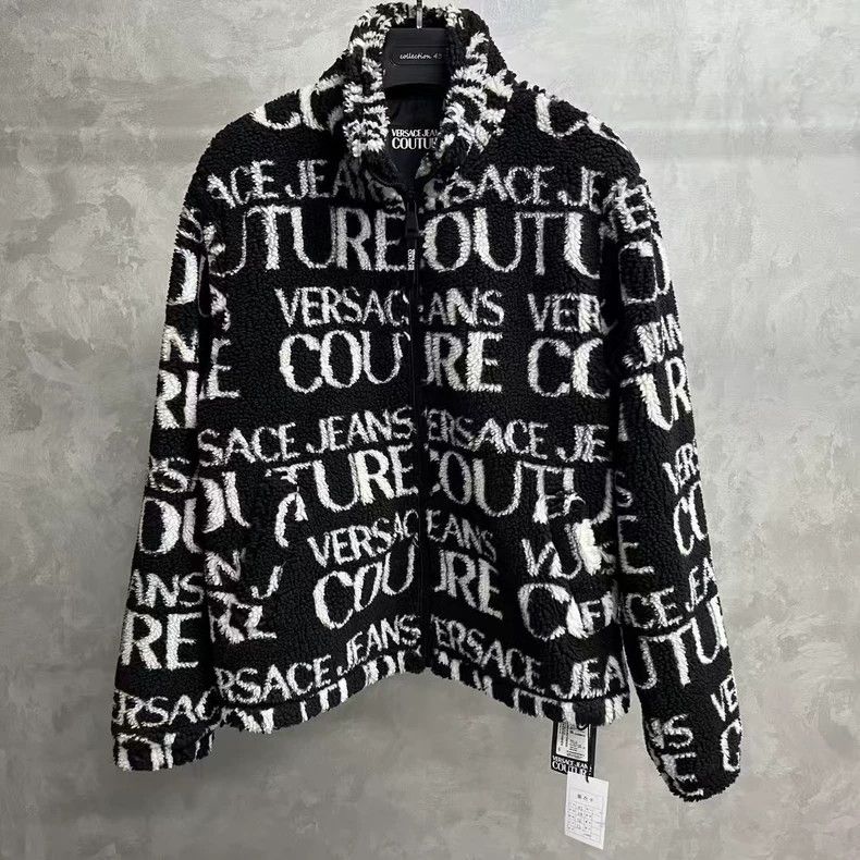 Versace Black Logo Print Long Sleeve Jacket - dmc