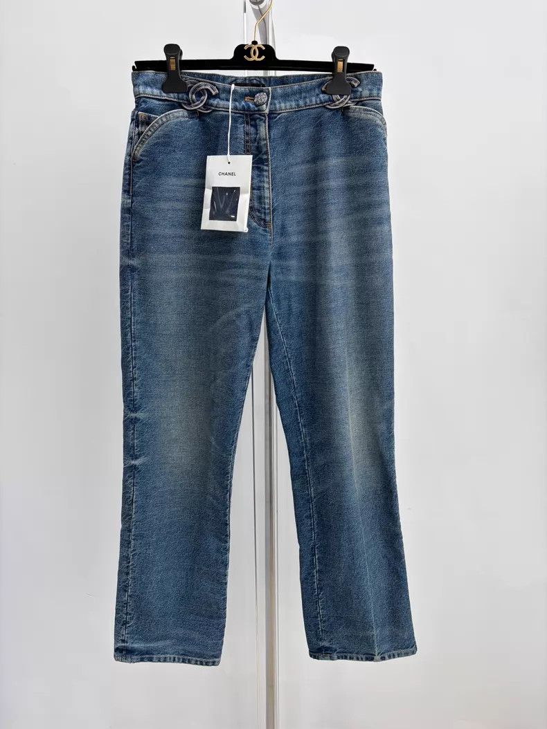 Chanel Chanel Waist double-c straight denim jeans Size 24" / US 00 / IT 34 - 1 Thumbnail