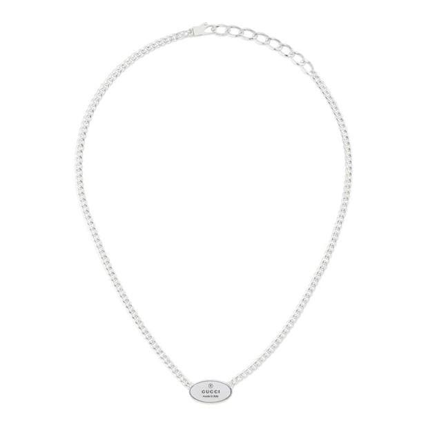 Gucci Trademark Brand-Engraved Sterling-Silver Chain Necklace Size ONE SIZE - 1 Thumbnail