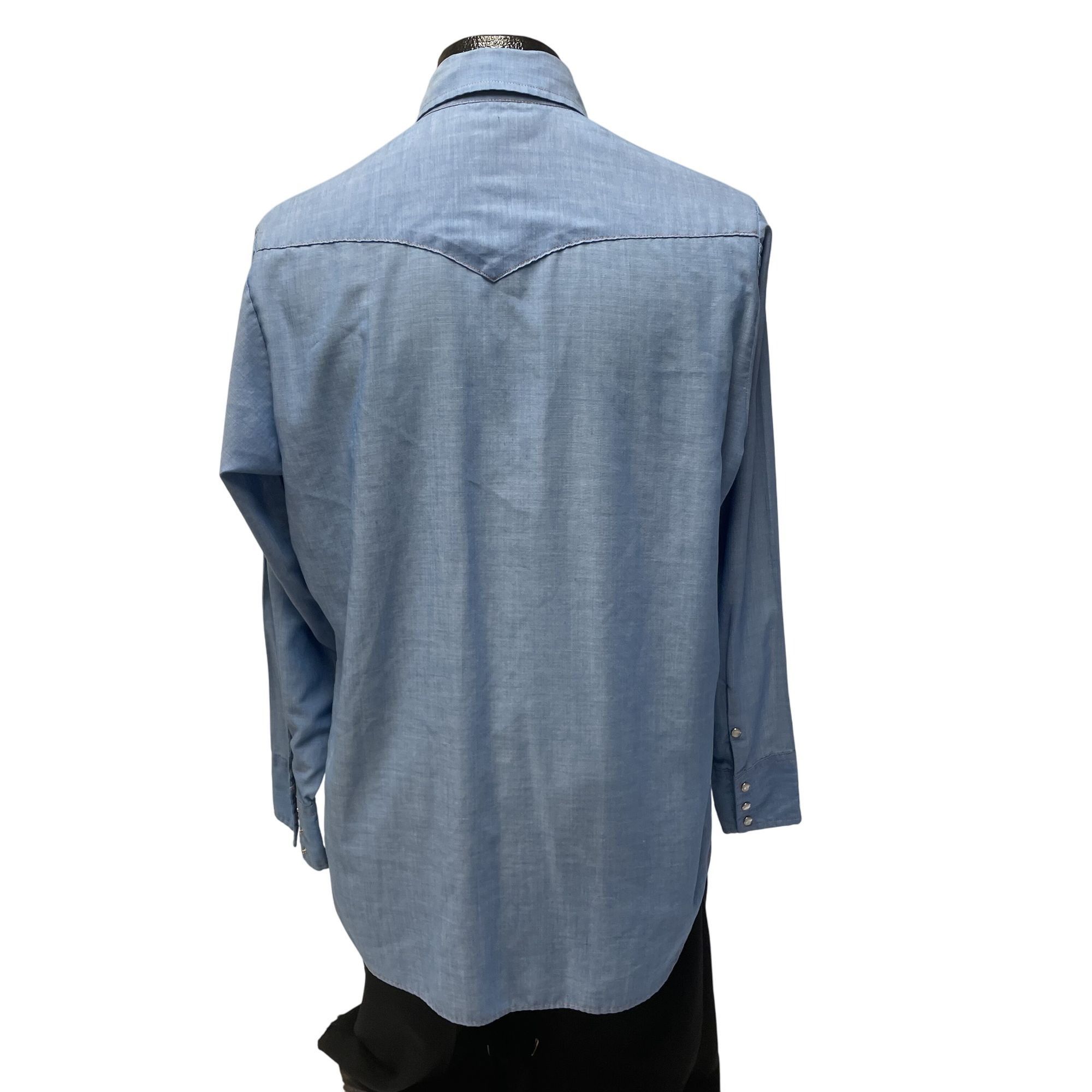 Other Vtg HIPPIE Cowboy Ultra Thin CHAMBRAY Western Pearl Snap Size US L / EU 52-54 / 3 - 3 Thumbnail