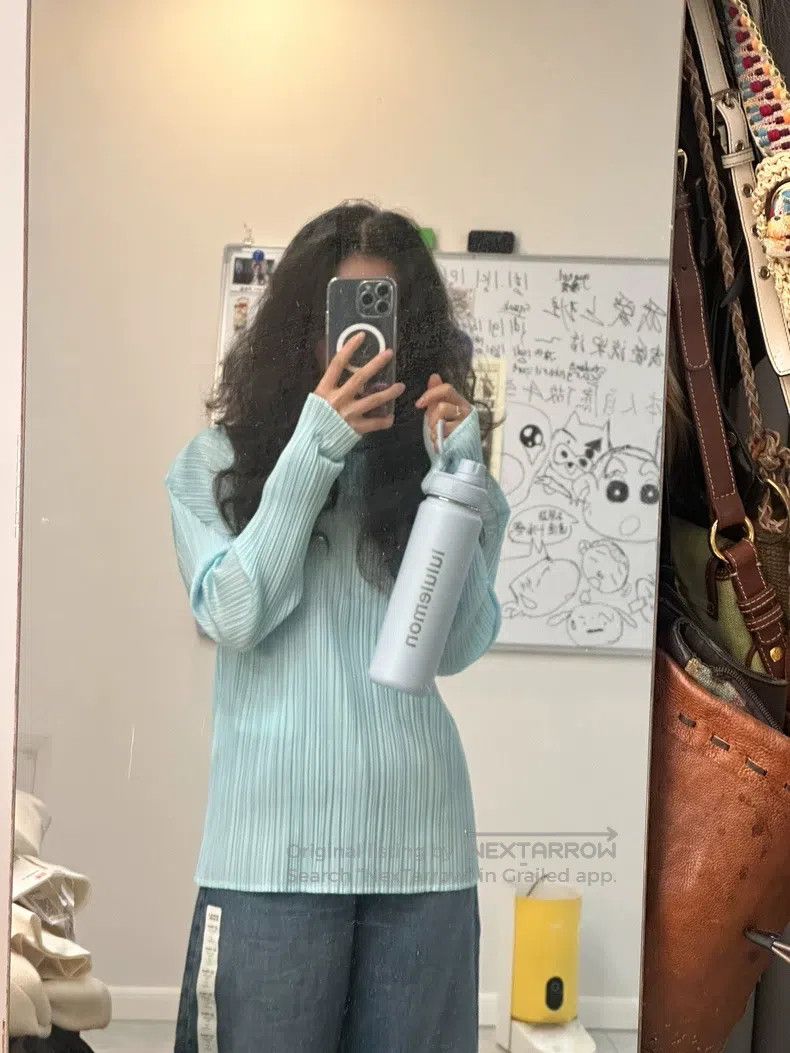 Issey Miyake Issey Miyake Blue Long Sleeve Top Size L / US 10 / IT 46 - 4 Thumbnail