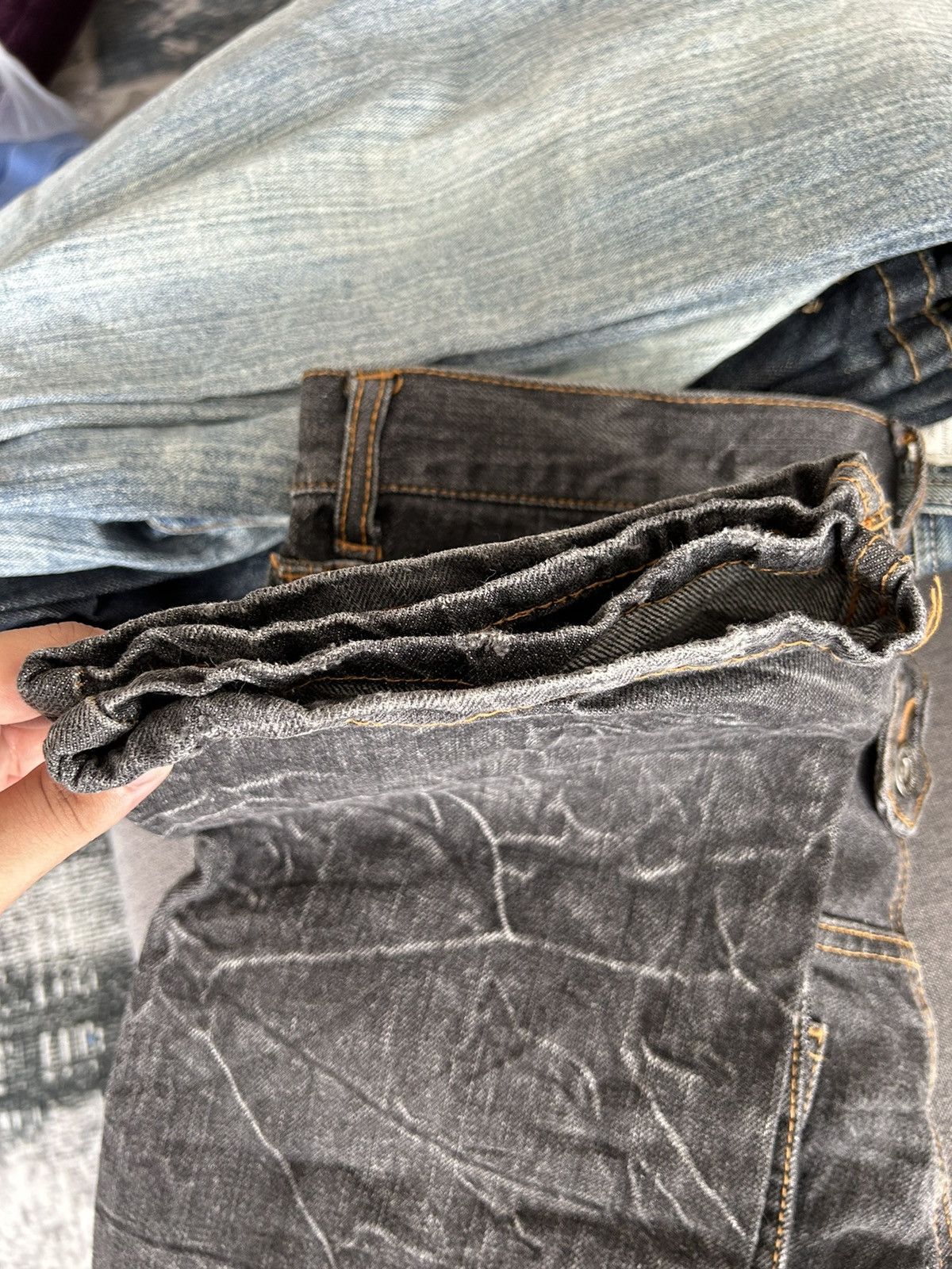 20471120 Nylaus Punk Double Waist Black Denim Size US 30 / EU 46 - 10 Thumbnail