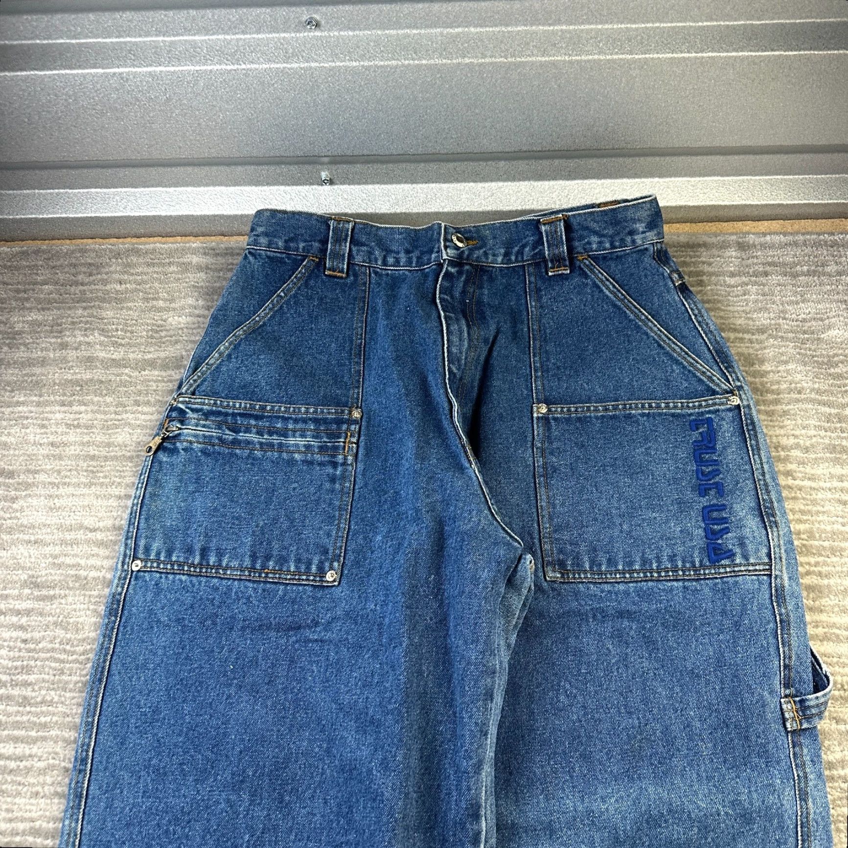 Denime VINTAGE Trust Jeans Mens 32x32 Blue Denim 90s Baggy Distressed Straight 5-Pocket Mens Jeans Size US 32 / EU 48 - 3 Thumbnail
