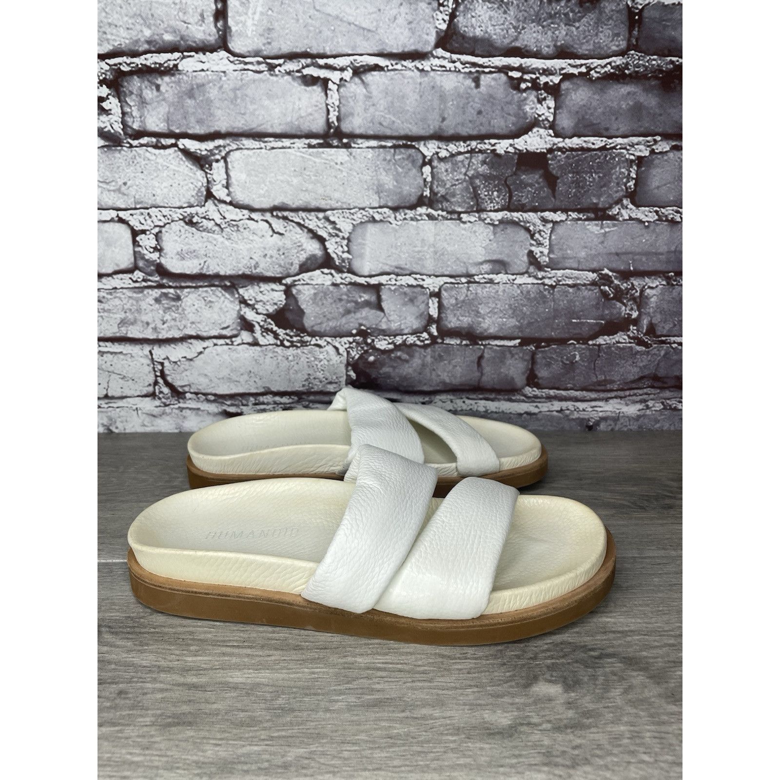 Other Humanoid White Leather Platform Strap Slides Wedge Sandals W Size US 8.5 / IT 38.5 - 15 Thumbnail