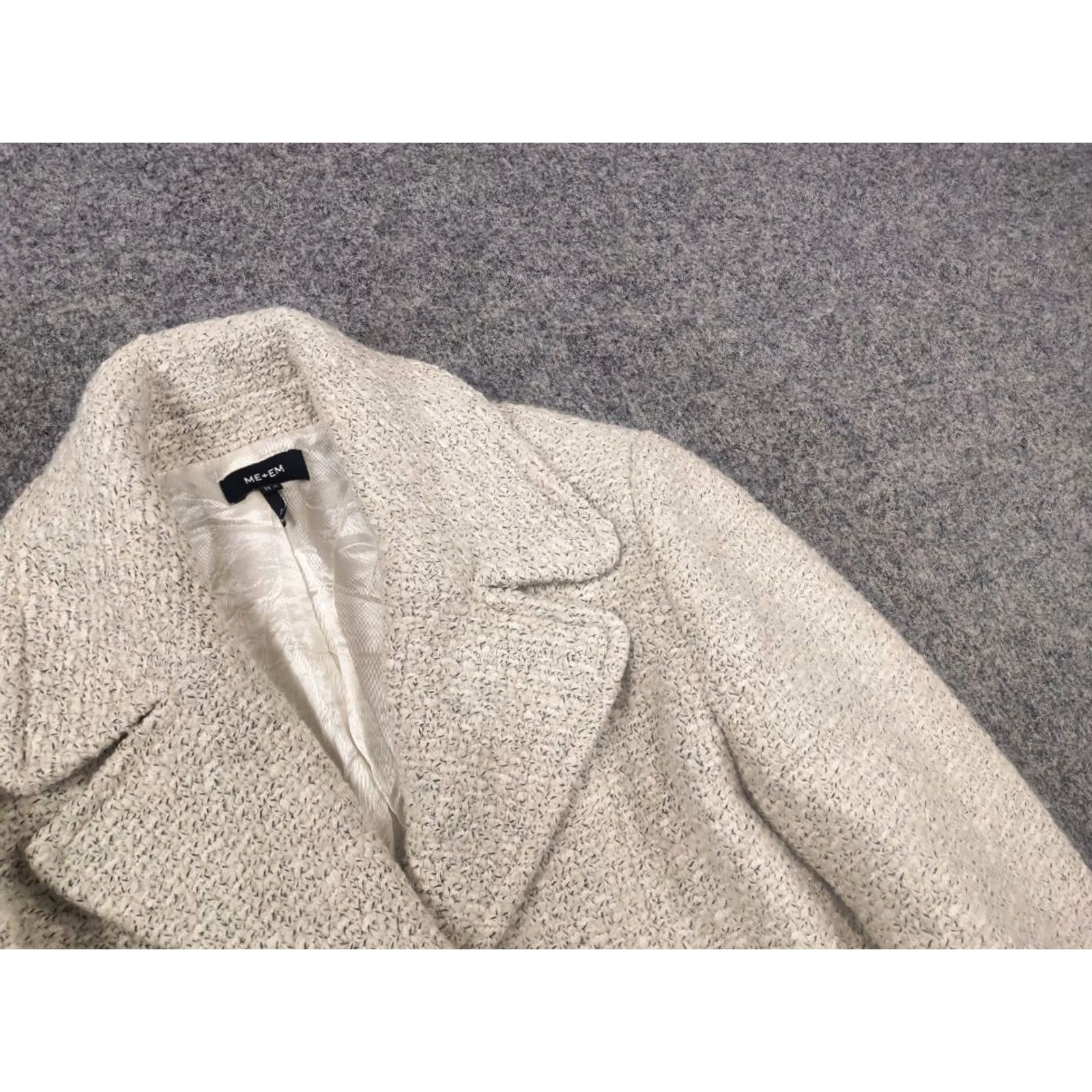 ME+EM Me+Em Meanden Design Italian Tweed Slim Crop Blazer Button Jacket White Wool Blend XL Womens Size XL / US 12-14 / IT 48-50 - 6 Thumbnail