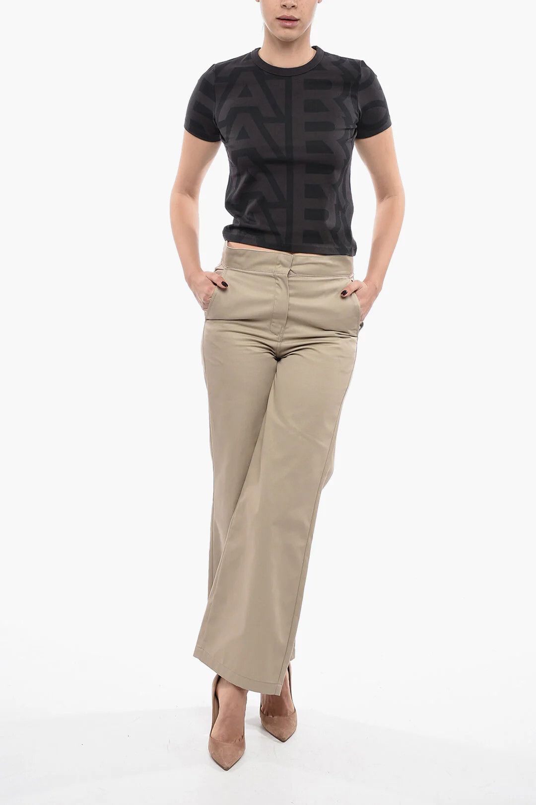 Palm Angels og1mm0326 High-Waist Straight-Fit Pant in Beige Size 30" / US 8 / IT 44 - 4 Thumbnail