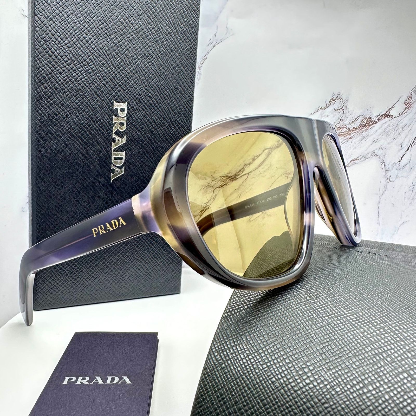 Prada New PRADA Sunglasses Brown Striped Laguna Aviator Shield Size ONE SIZE - 6 Thumbnail