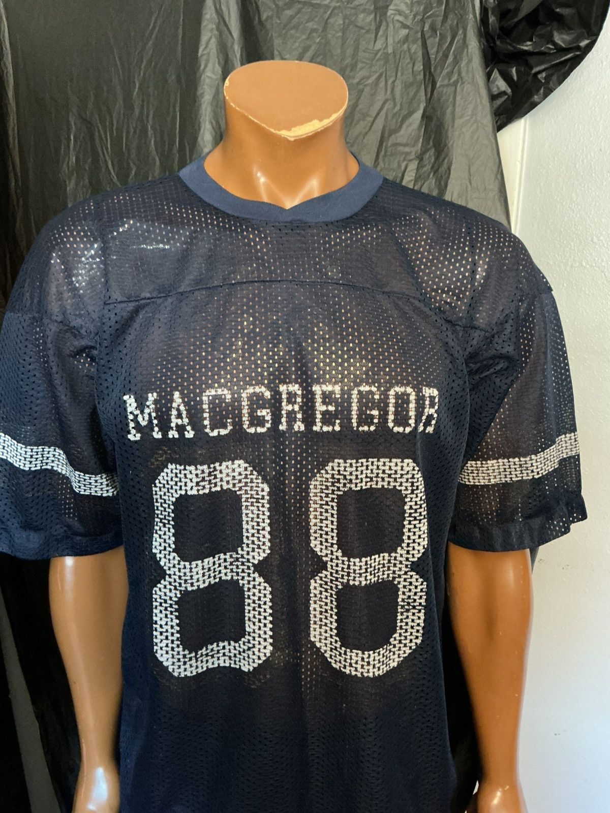 McGregor Vintage Macgregor 88 Navy Blue Striped Mesh Football Jersey Size US M / EU 48-50 / 2 - 9 Thumbnail