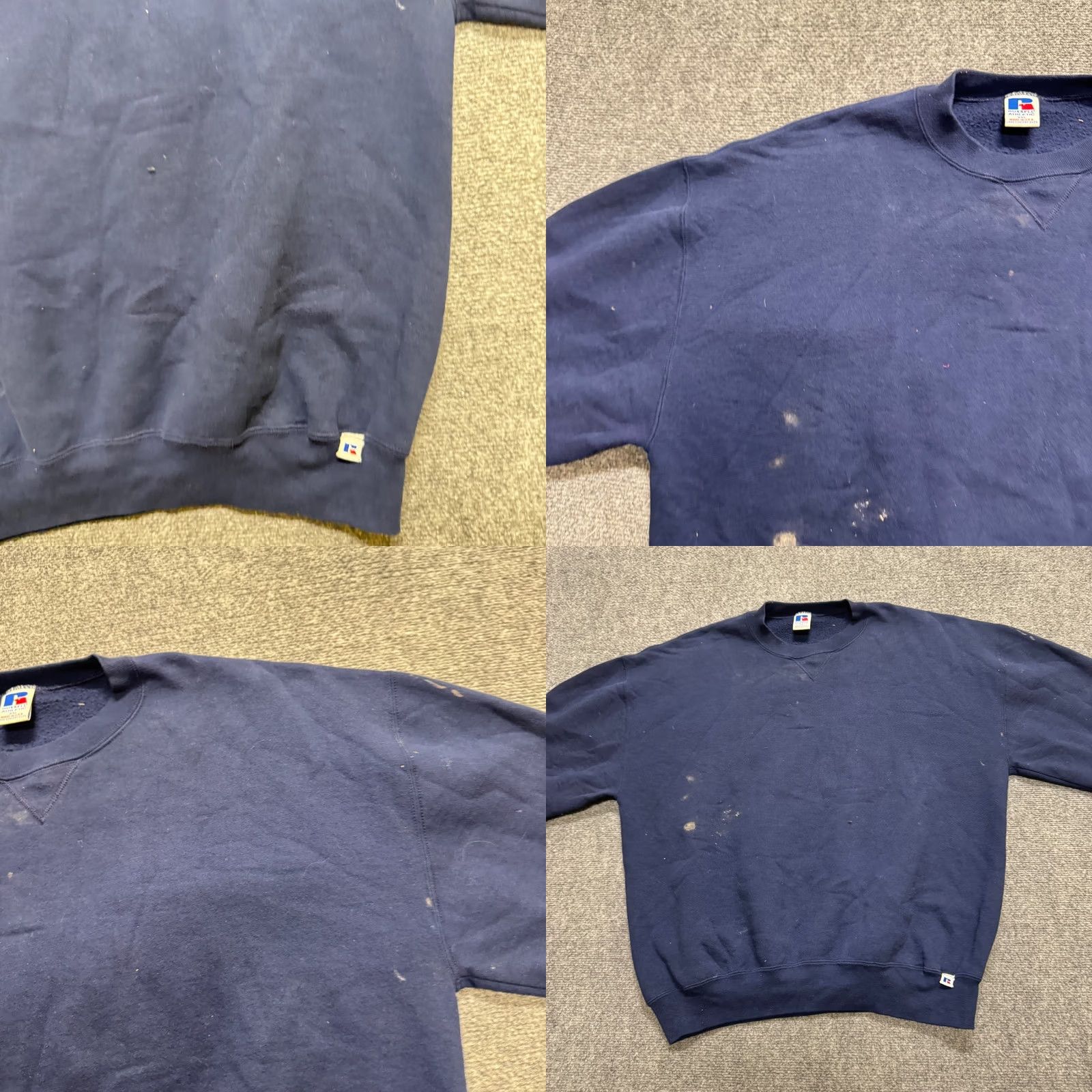 Vintage VINTAGE Russell Pullover Sweatshirt Navy Blue 2XL Men Fate Distressed Made In USA 90s Y2K Stained Fade Blue Mens Size US XXL / EU 58 / 5 - 9 Thumbnail
