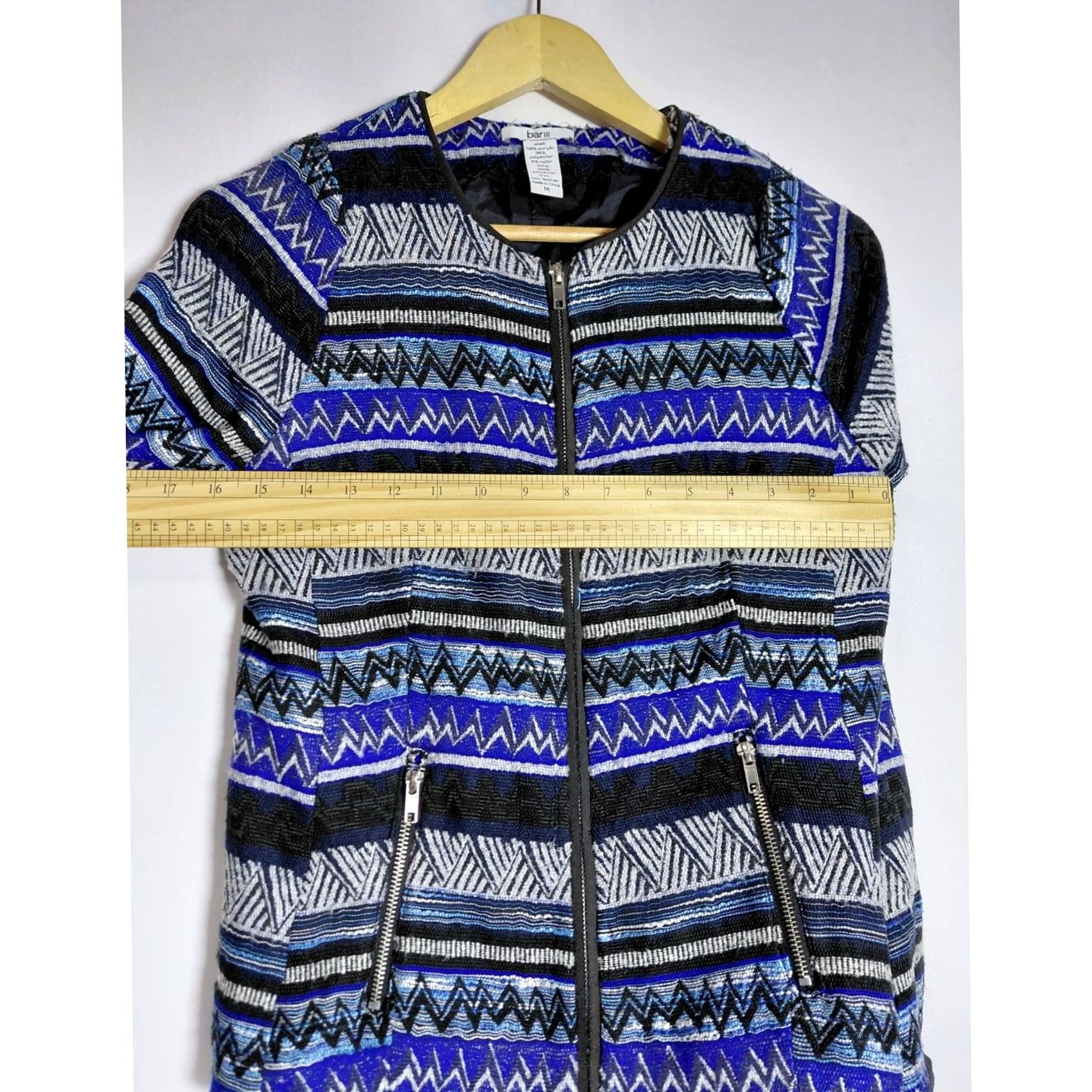 Bar III bar III Multicolor Knit Jacket Striped Long Sleeve Zip Lightweight Lined Polyester Zip Closure Womens M Color Multicolor Pattern Striped Jacket Size M / US 6-8 / IT 42-44 - 4 Thumbnail