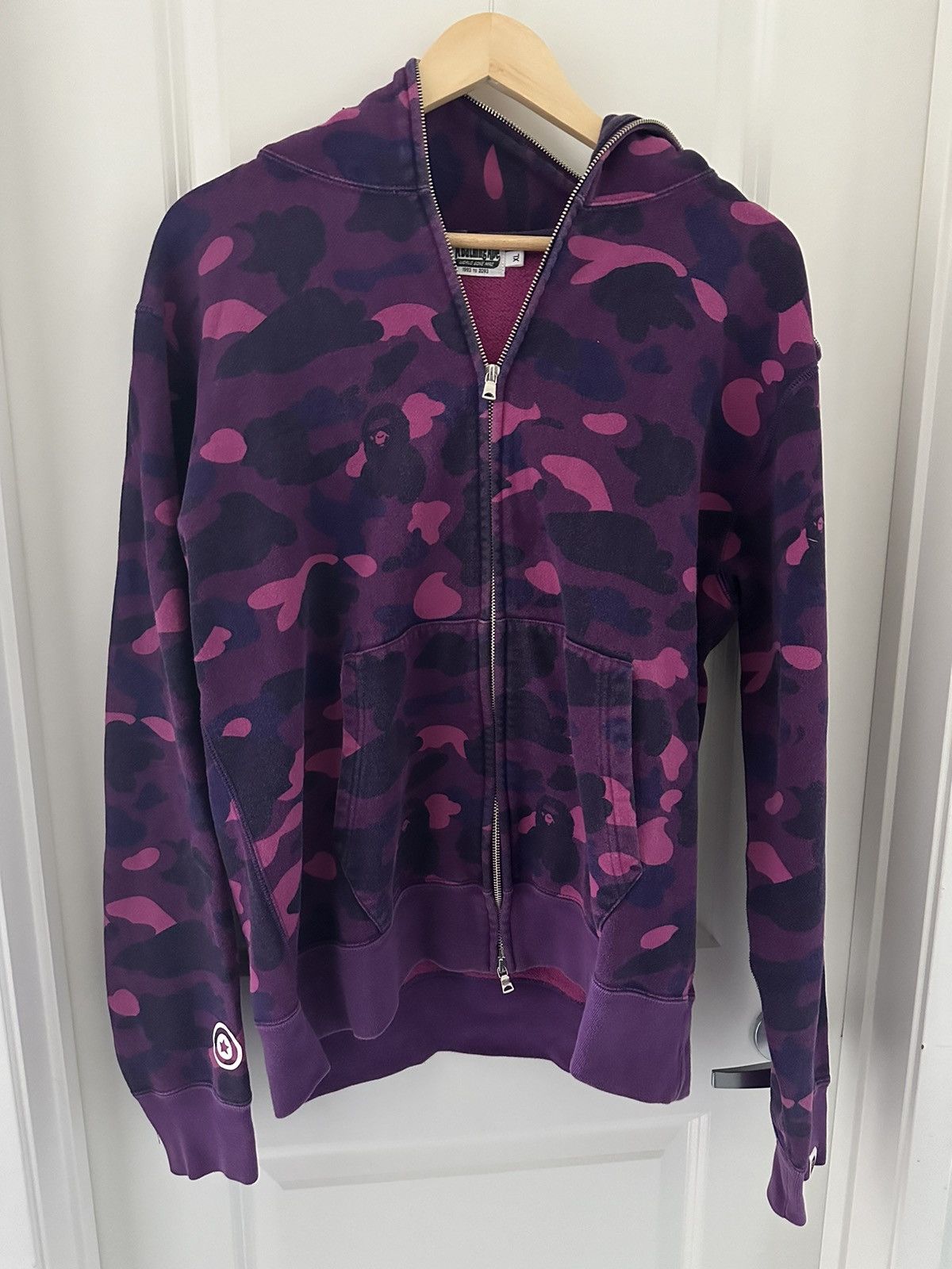 image of Bape Purple Shark Zip Up Hoodie, Men's (Size XL)