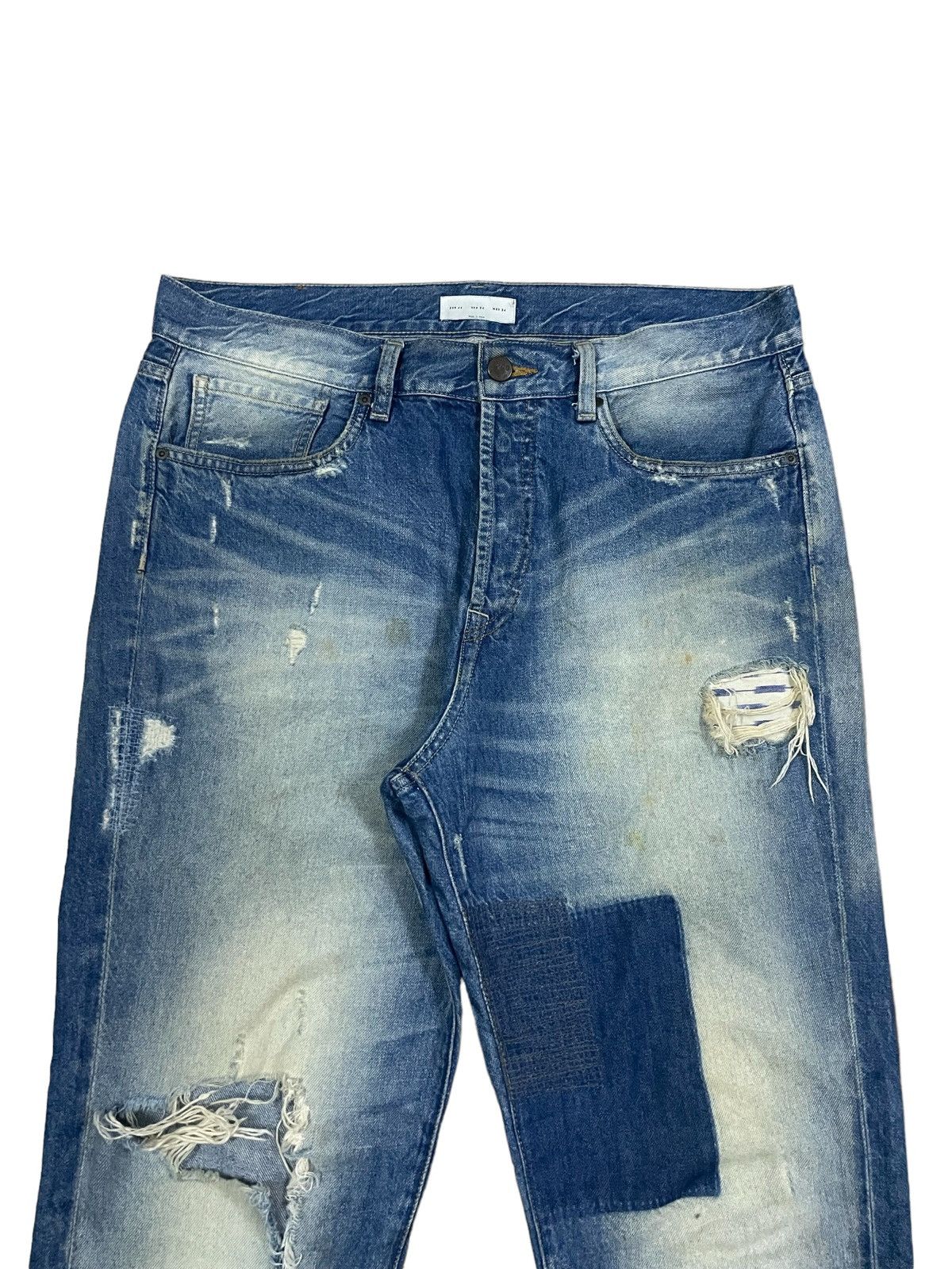 Kapital Vintage Japanese Brand Crazy Denim Wash Boro Tapered Jeans Size US 36 / EU 52 - 4 Thumbnail