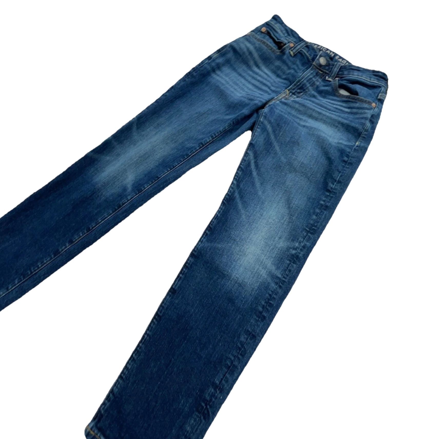 American Eagle Outfitters American Eagle Jeans Men Athletic Fit Dark Wash Blue 26x28 5-Pocket Denim Jeans Mens Athletic Fit 26 waist Regular Rise Mid Distressed No Vintage No Size US 26 / EU 42 - 4 Thumbnail
