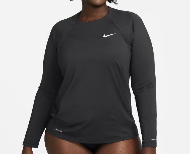 Nike Nike Dri-FIT Nessa376 Hydroguard Swim Top Black ( 3X ) Size 3XL / US 20-22 - 1 Thumbnail