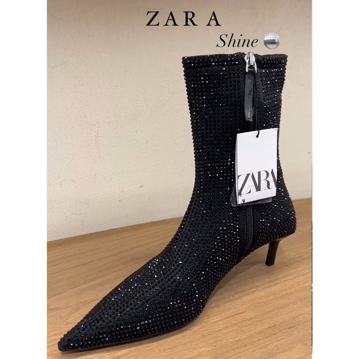 Zara ZARA Rhinestone Pointed Toe Ankle Boots – Sz 6.5, 8 NWT Size US 6.5 / IT 36.5 - 10 Thumbnail