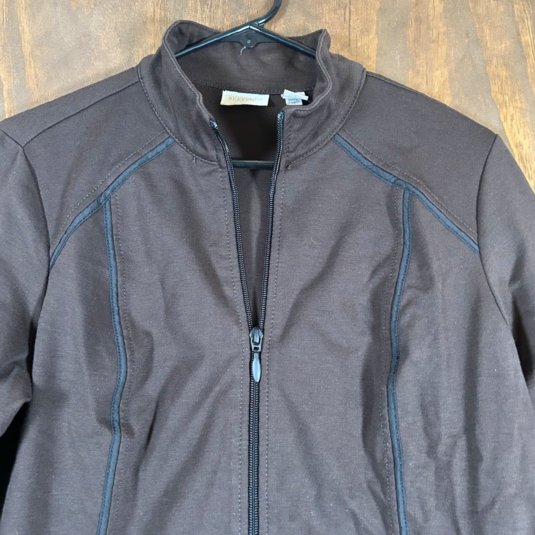 Vintage Chico's The Weekend Womens Jacket Brown Full Zip Long Sleeve Stretch M Jacket Cross-List: Casual Workwear Size M / US 6-8 / IT 42-44 - 2 Thumbnail