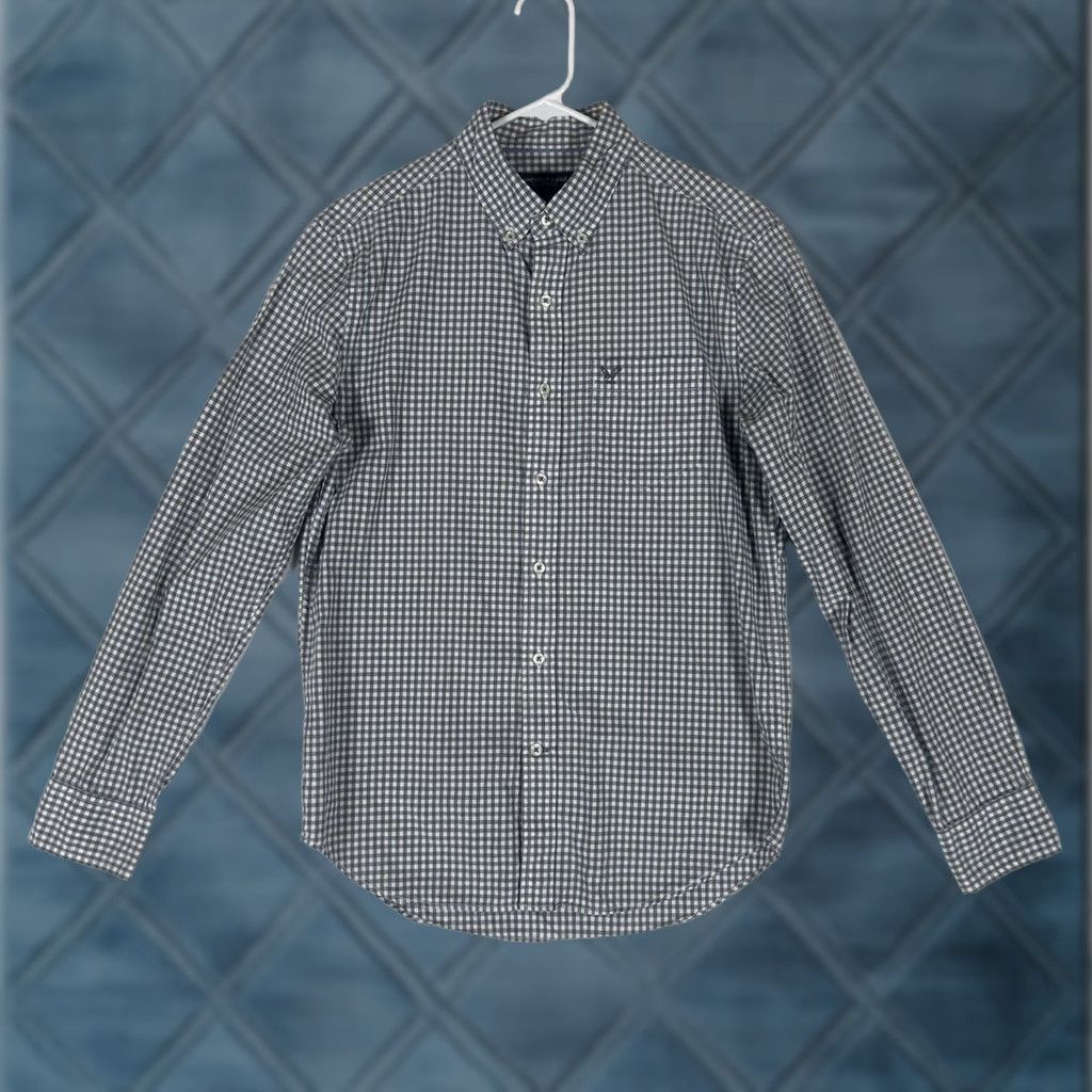 American Eagle Outfitters American Eagle Outfitters Shirt Mens Small Button-Down Plaid Checkered Long Sleeve Gray AEO Size US S / EU 44-46 / 1 - 1 Thumbnail