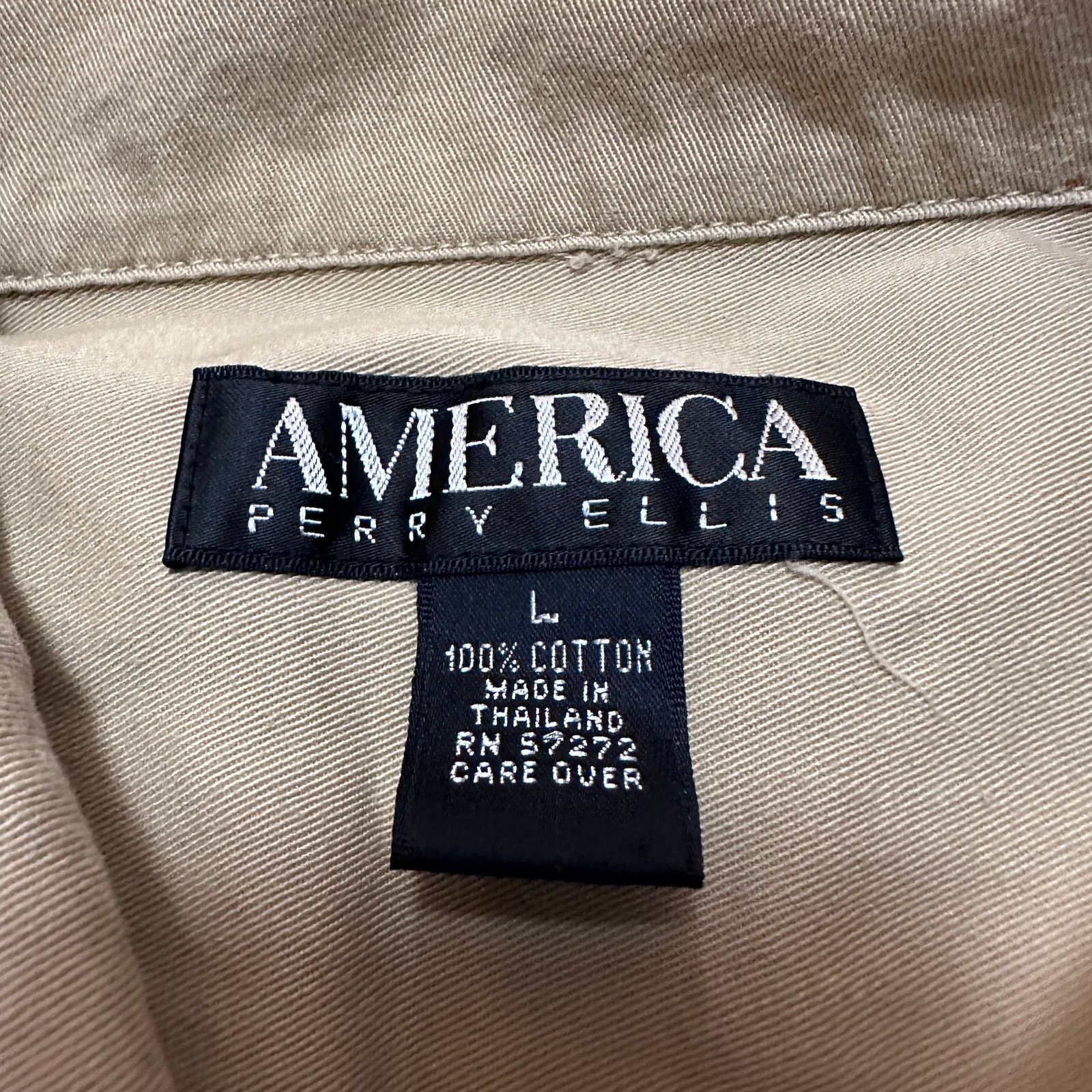 Perry Ellis Vintage 90s Perry Ellis tan windbreaker jacket size L Size US L / EU 52-54 / 3 - 4 Thumbnail