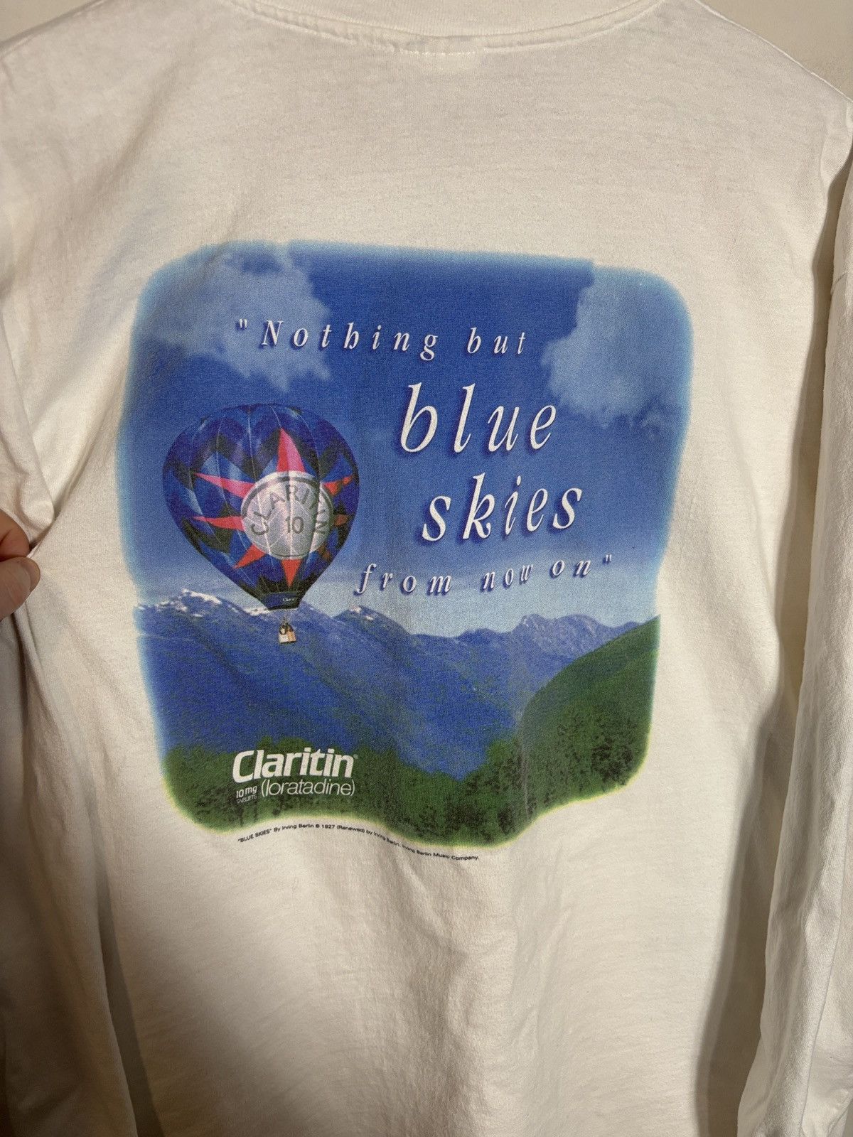 Hanes Vtg Claritin Blue Skies RX Pharmacy Prescription Long Sleeve Size US XL / EU 56 / 4 - 4 Thumbnail
