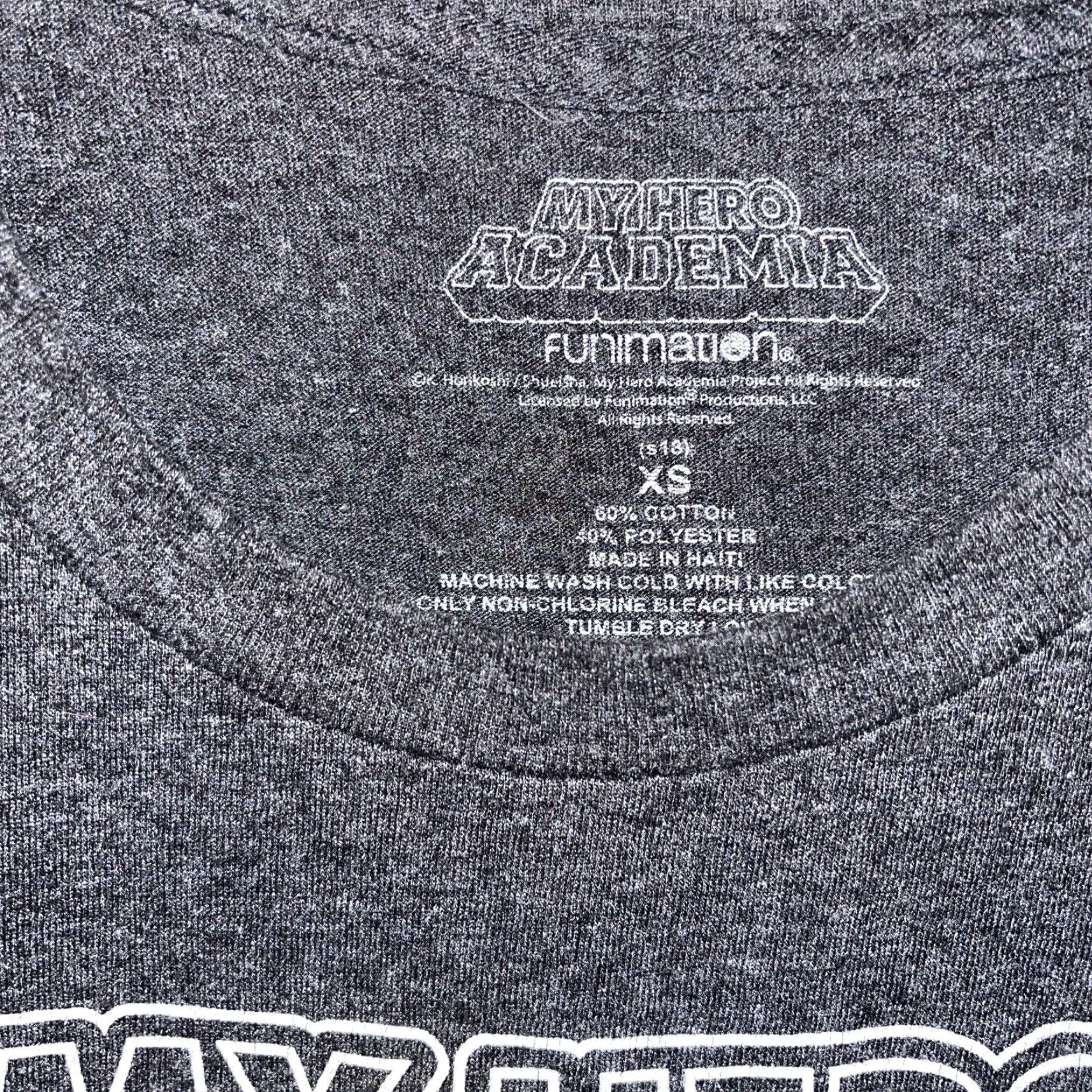 Vintage My Hero Academia T-Shirt Funimation Unisex Adults XS Dark Gray Black Cotton Cartoon Graphicprint Size US XS / EU 42 / 0 - 3 Thumbnail