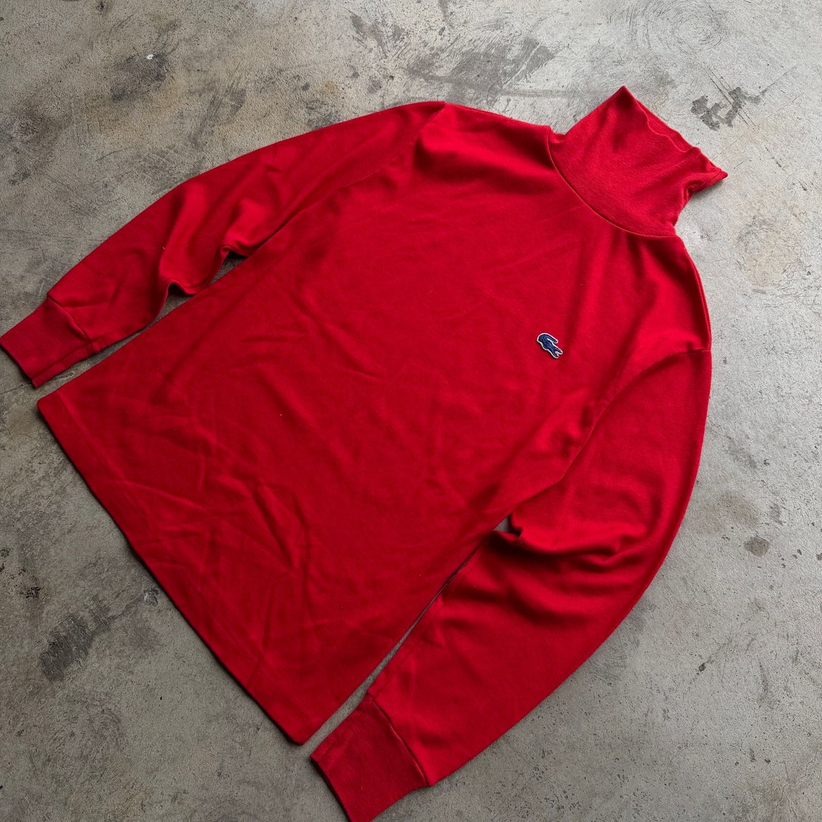 Lacoste Vintage 80s Izod Lacoste Red Mock Neck Turtleneck Shirt Size S / US 4 / IT 40 - 5 Thumbnail
