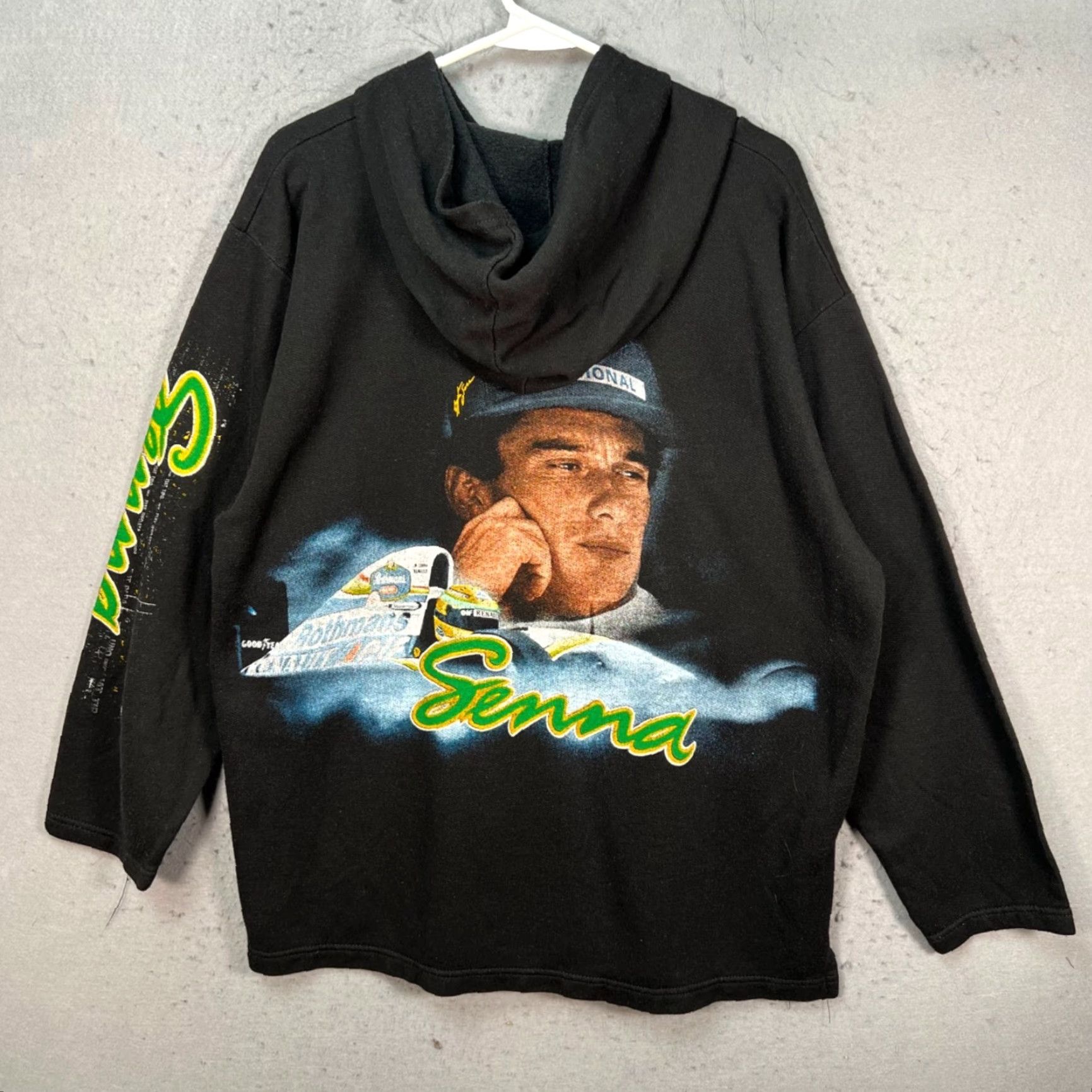 Vintage VINTAGE Ayrton Senna Formula 1 Racing Black Hoodie Sweatshirt M Mens 90s Graphic Hooded Pullover Size US M / EU 48-50 / 2 - 2 Thumbnail