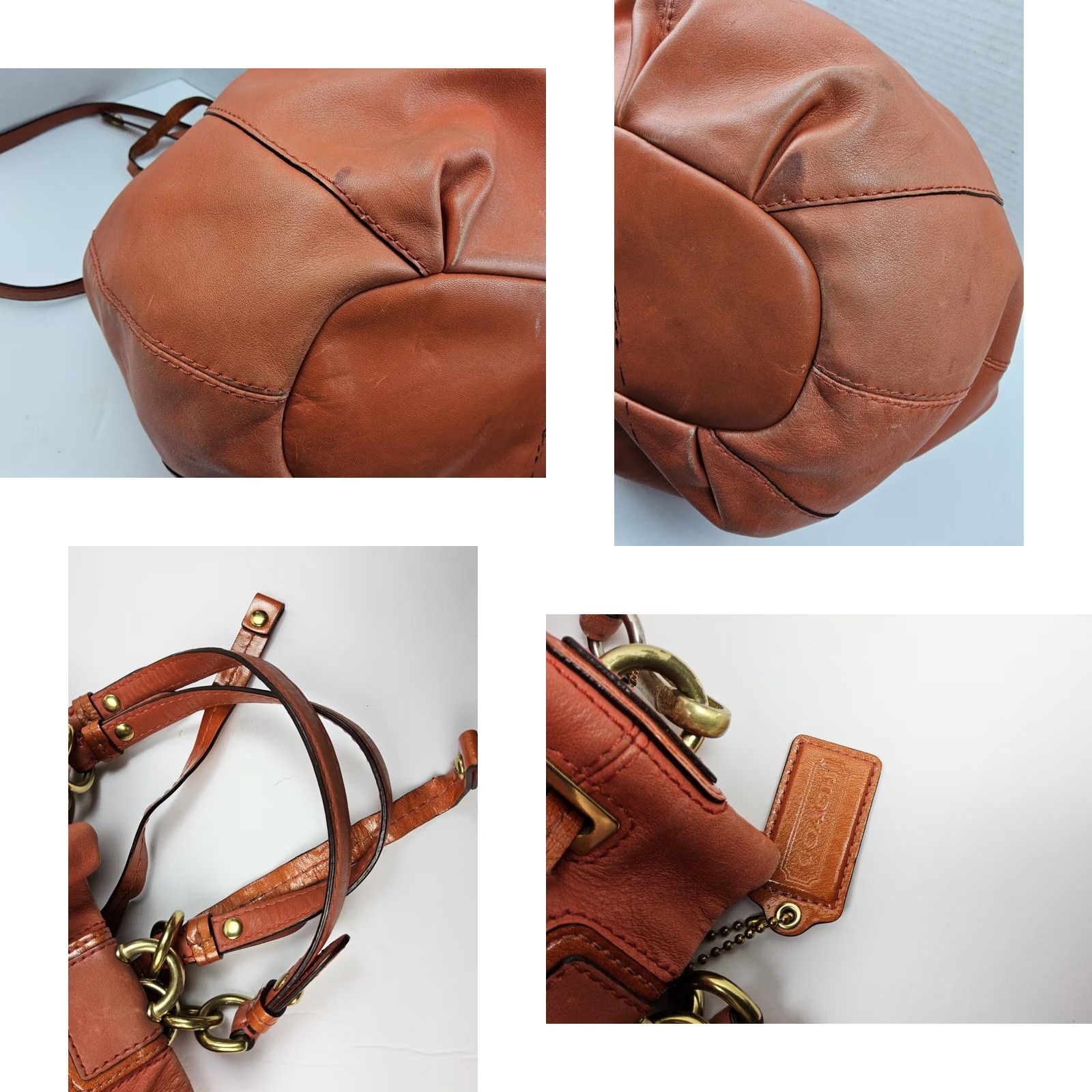 Coach Coach Shoulder Bag Large Orange Peyton Drawstring Leather Womens Size ONE SIZE - 11 Thumbnail