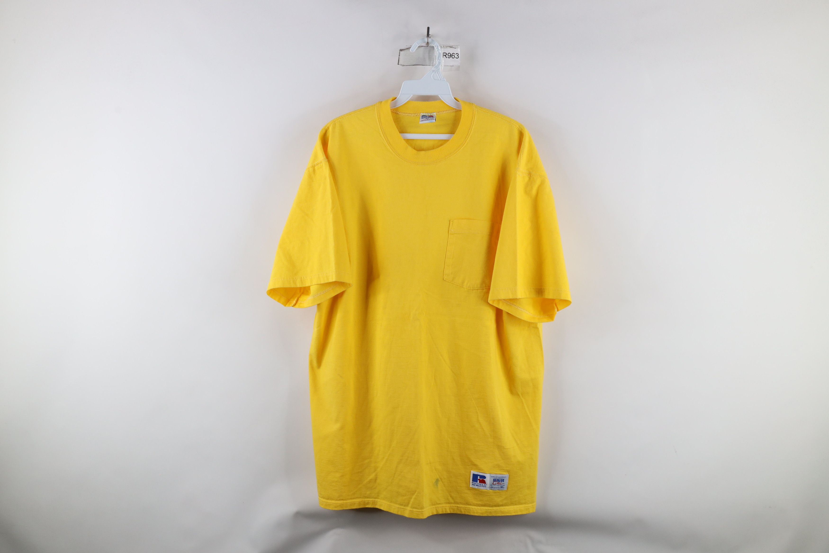 Russell Athletic × Vintage Vintage 90s Russell Athletic Blank Cotton Pocket T-Shirt USA Size US XL / EU 56 / 4 - 1 Thumbnail