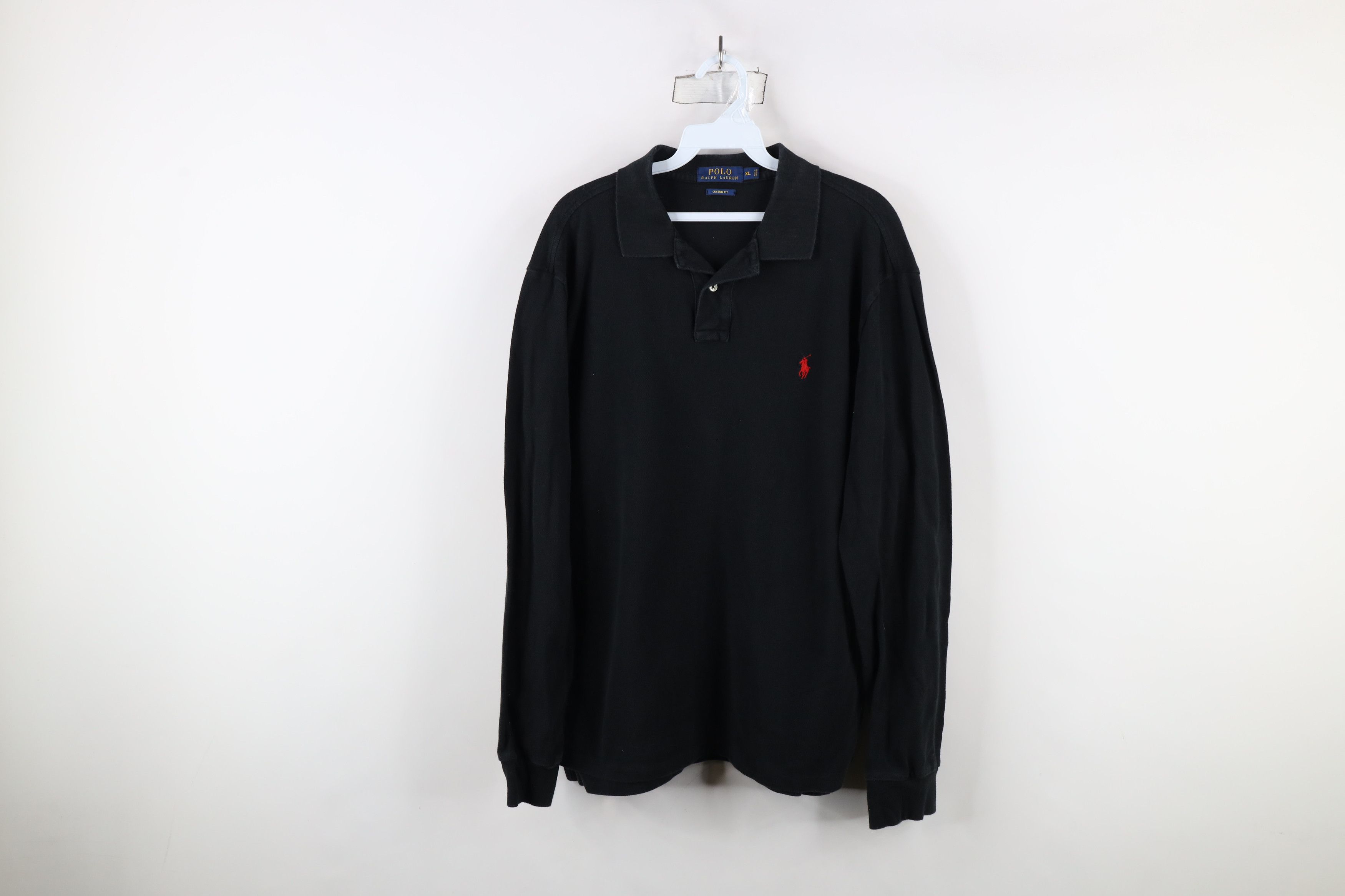 Vintage Ralph Lauren Fit Long Sleeve Rugby Polo Shirt Black