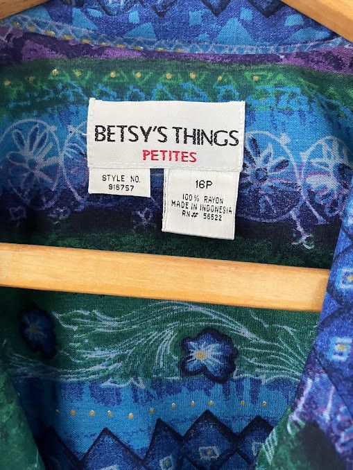 Other Women's vintage dress blue pattern geometric 16P Size XL / US 12-14 / IT 48-50 - 2 Thumbnail