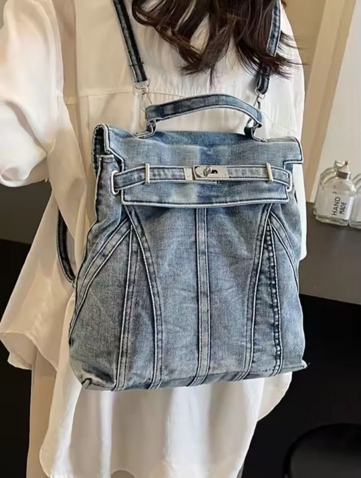 The Unbranded Brand Denim Fashion Backpack Size ONE SIZE - 1 Thumbnail