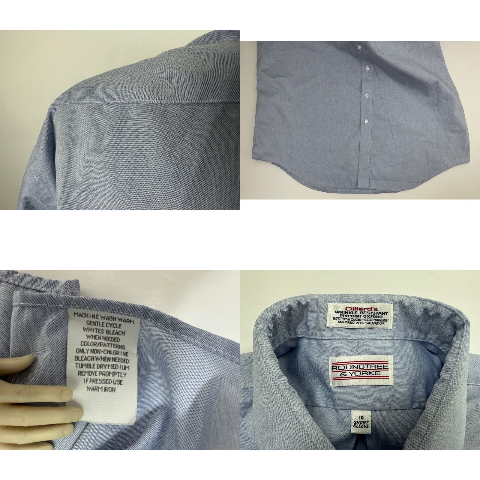 Roundtree & Yorke VINTAGE Roundtree & Yorke Oxford Shirt Men 2XL Button-Up Short Sleeve Blue 90s Wrinkle Resistant Pockets Preppy 90s Mens Size US XXL / EU 58 / 5 - 8 Thumbnail