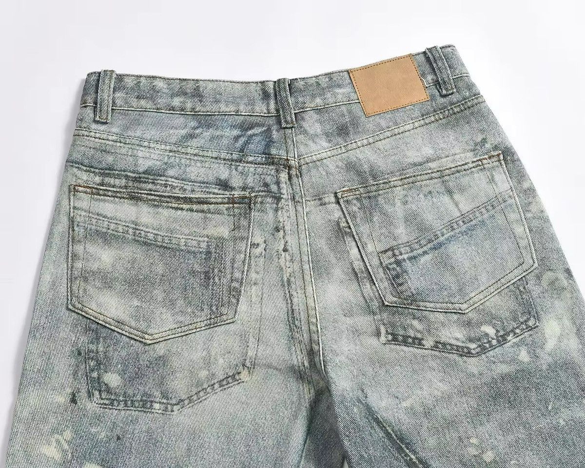 Jean Streetwear Retro Washed Hole Blue Baggy Jeans Size US 35 - 8 Thumbnail