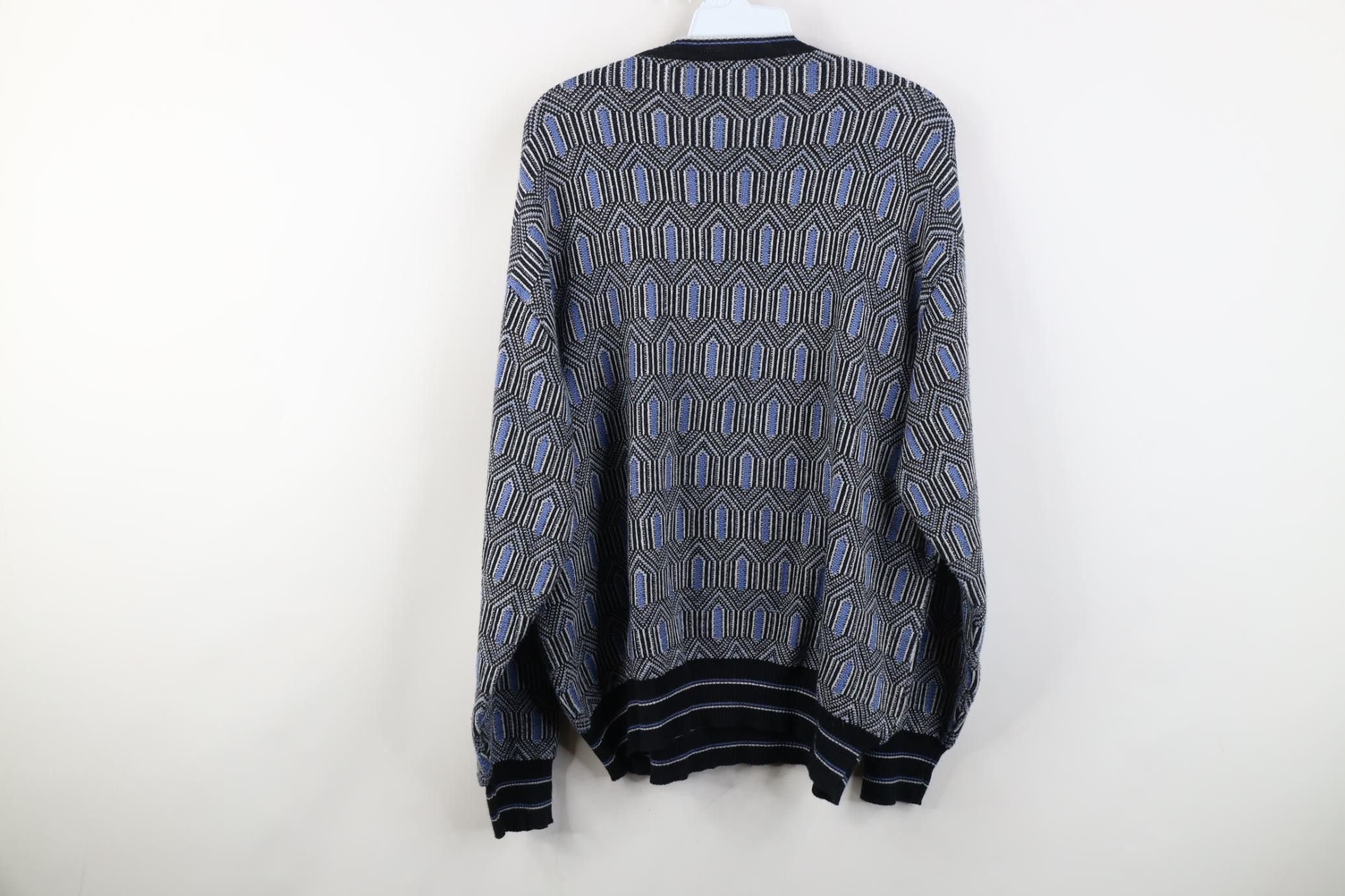 Vintage Vintage 90s Ed Bassmaster Geometric Knit Crewneck Sweater Size US L / EU 52-54 / 3 - 7 Thumbnail