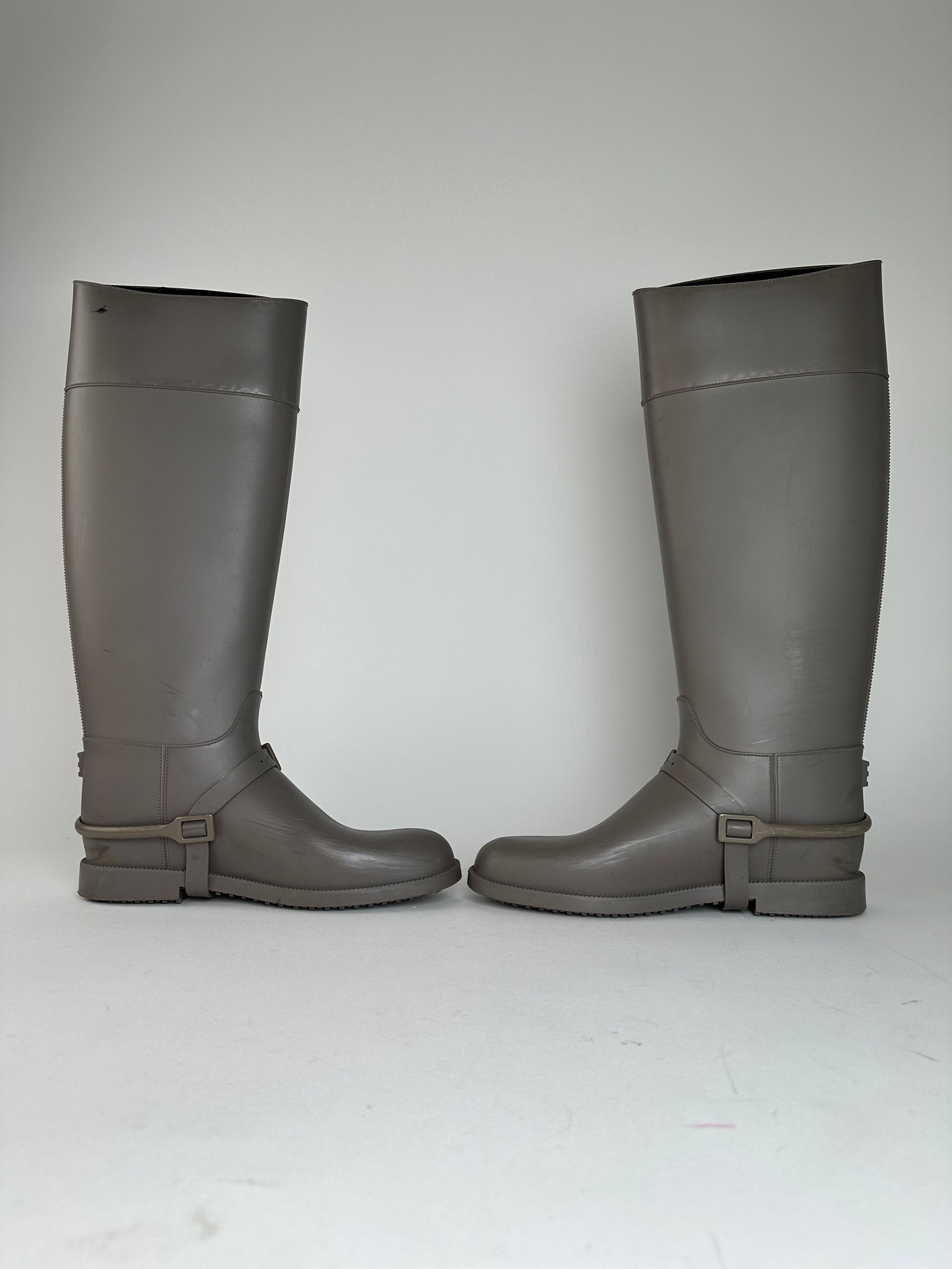 Givenchy Vintage Rubber Riding Boots Taupe EU37 Size US 6 / IT 36 - 1 Thumbnail
