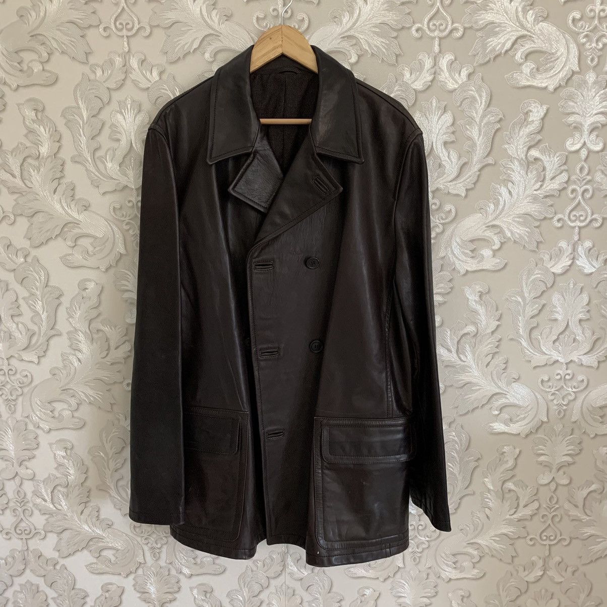 image of Aw1999 Prada Leather Coat in Brown Leather, Men's (Size XL)