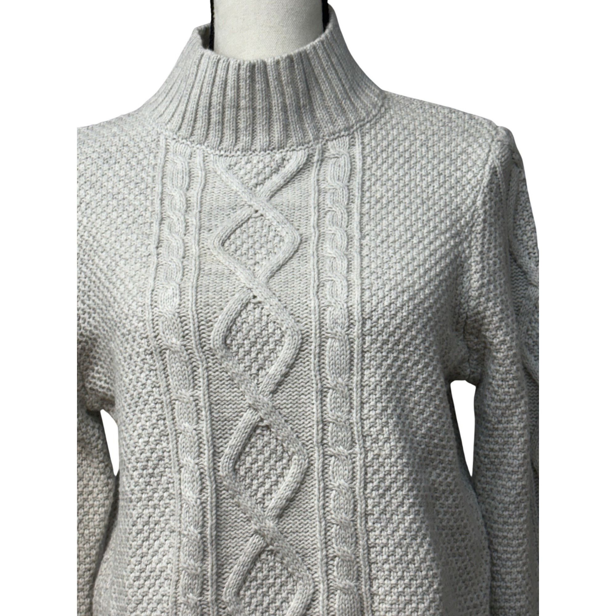 Lucky Brand Lucky Brand Cable Knit Turtleneck Sweater, Gray, Size M Size M / US 6-8 / IT 42-44 - 14 Thumbnail