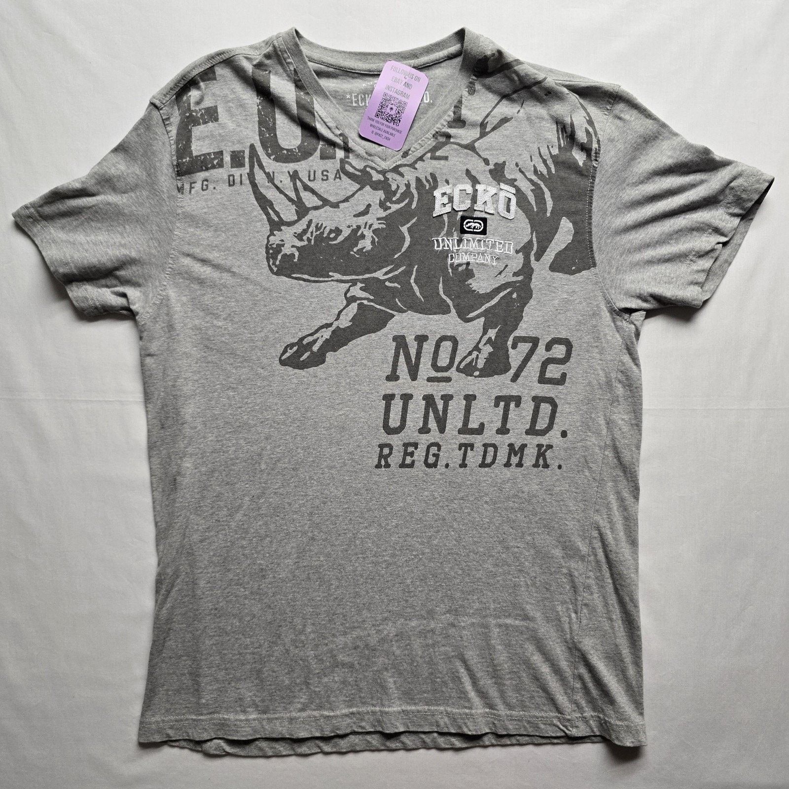 Ecko Unltd. Ecko Unltd Shirt XL Gray Rhino Graphic Print Cotton Urban Size US XL / EU 56 / 4 - 1 Thumbnail