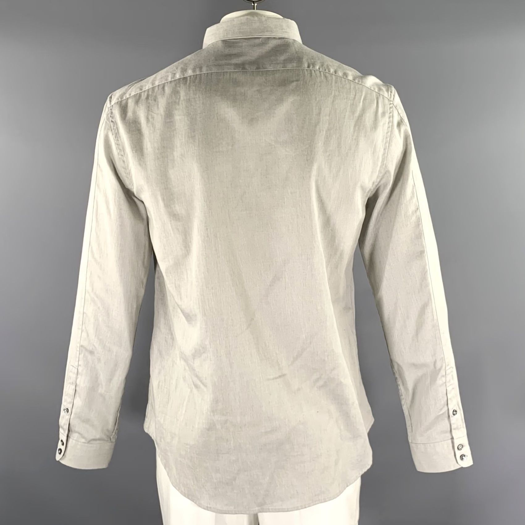 John Varvatos JOHN VARVATOS Grey Heather Cotton Button Up Long Sleeve Shirt Adult L Size US L / EU 52-54 / 3 - 3 Thumbnail