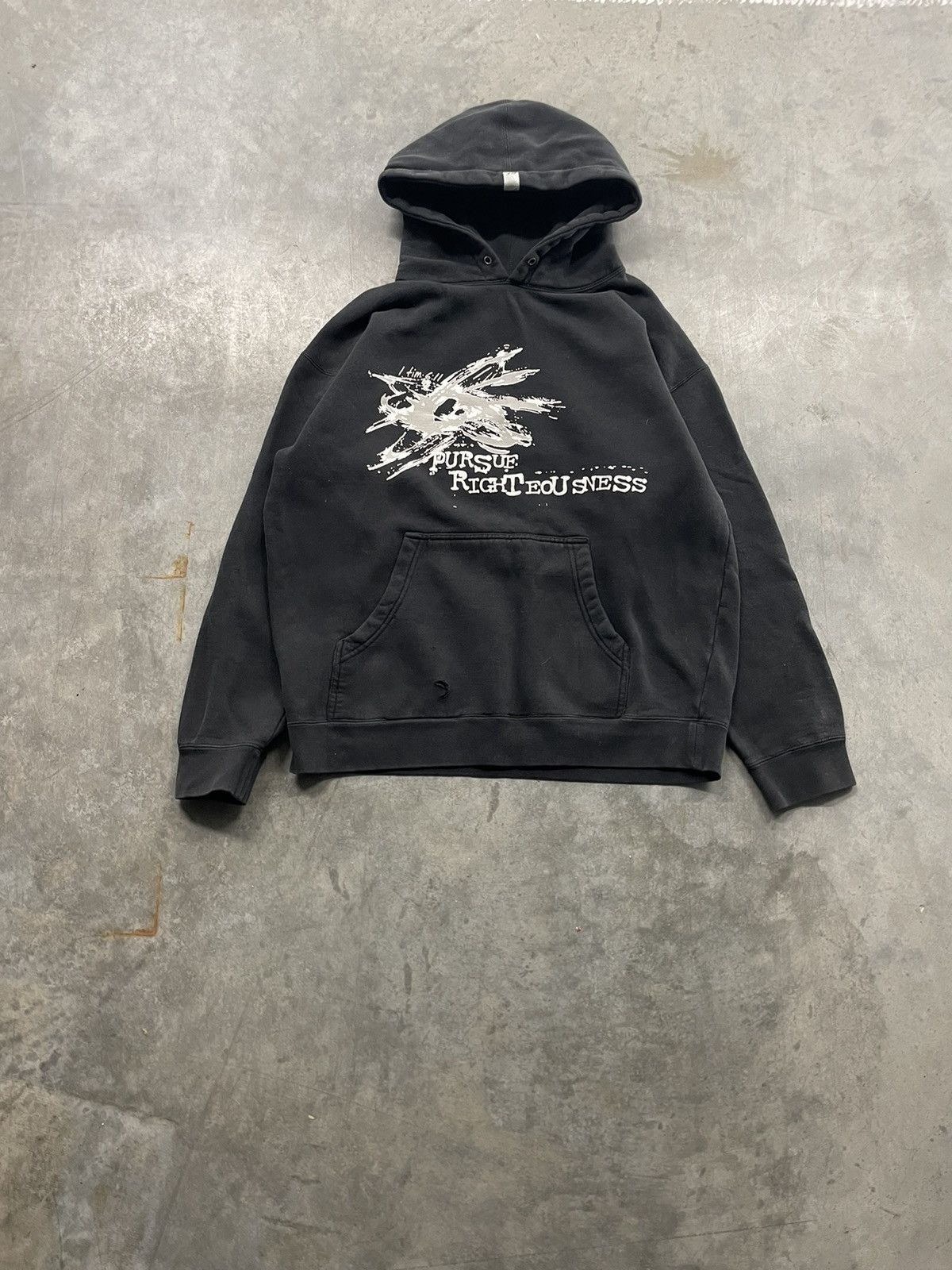 Vintage Vintage Y2K Pursue Righteousness Jesus Hoodie Size US M / EU 48-50 / 2 - 1 Thumbnail