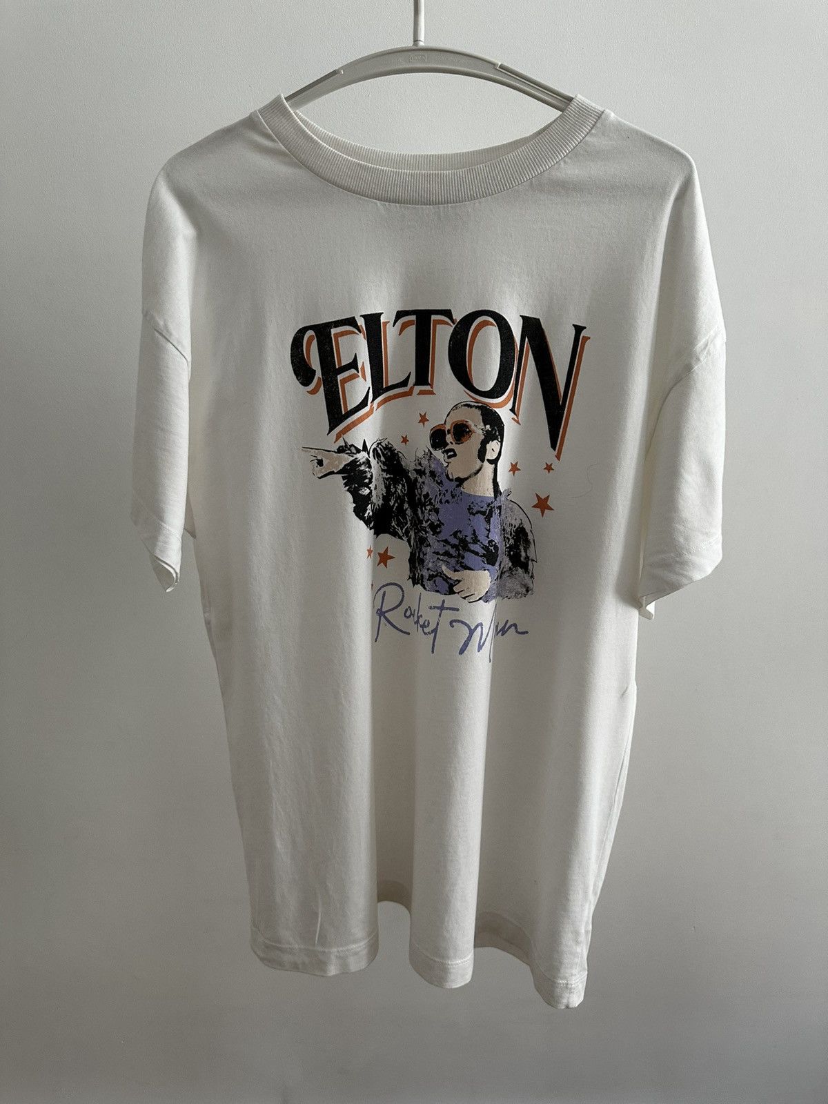 Vintage Vintage Elton John Rocket Man White T-shirt Size US M / EU 48-50 / 2 - 3 Thumbnail
