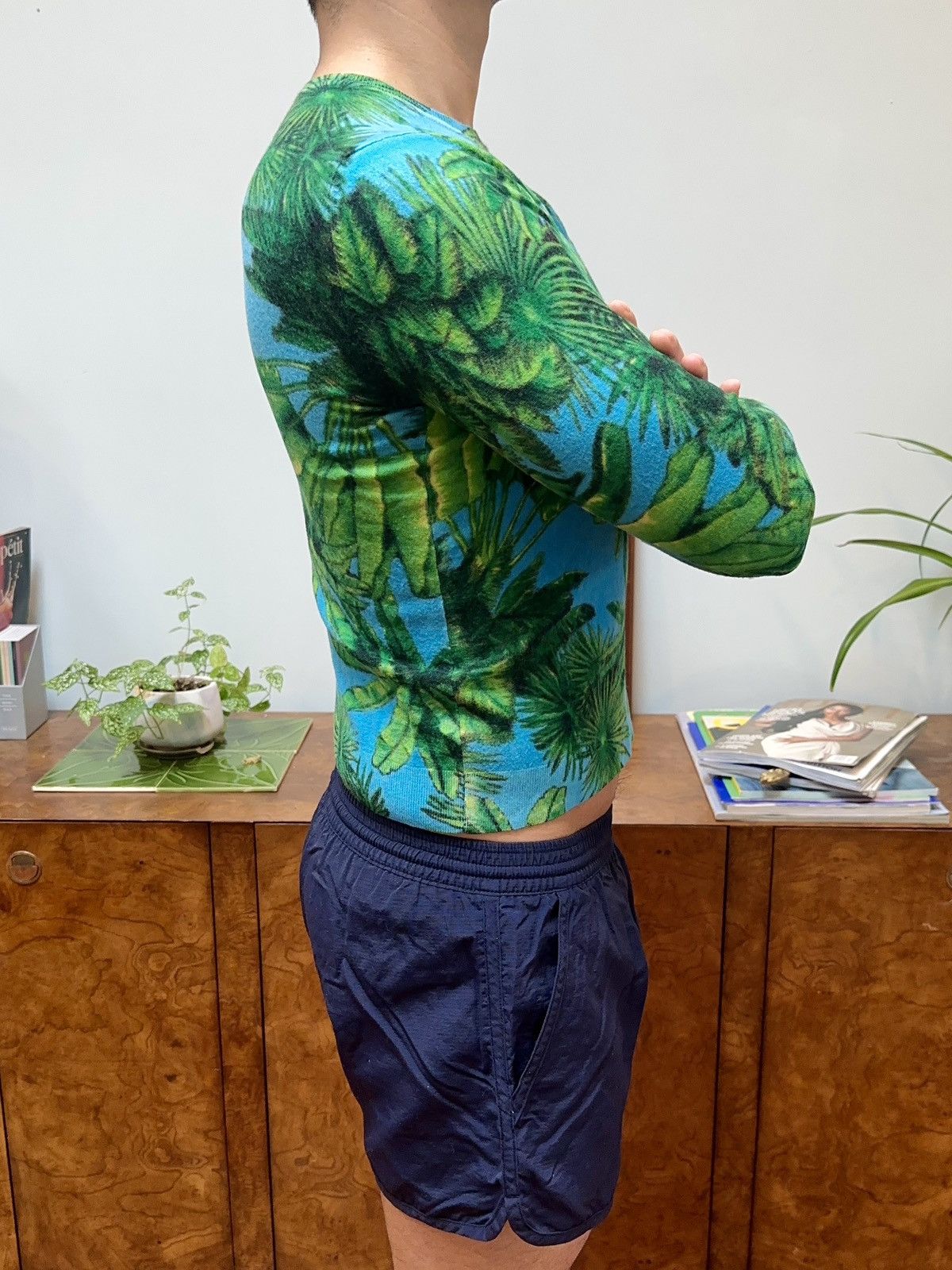 H&M × Versace FW11 Palm Print Cashmere & Merino Wool Sweater Size US XS / EU 42 / 0 - 5 Thumbnail